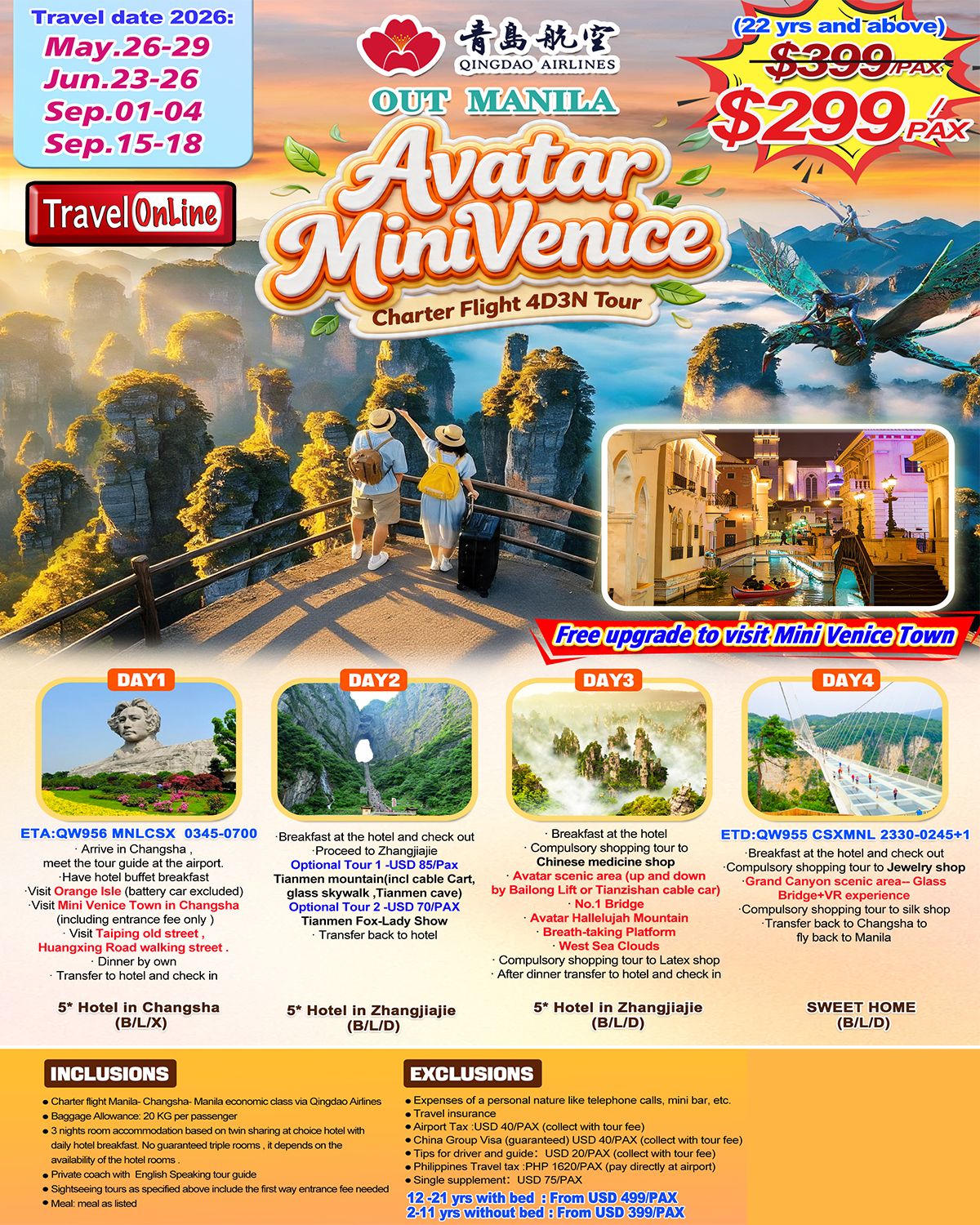 Promo Charter Flight Avatar Mini Venice 4D3N Tour 2026: AS LOW AS $299/PAX promo image