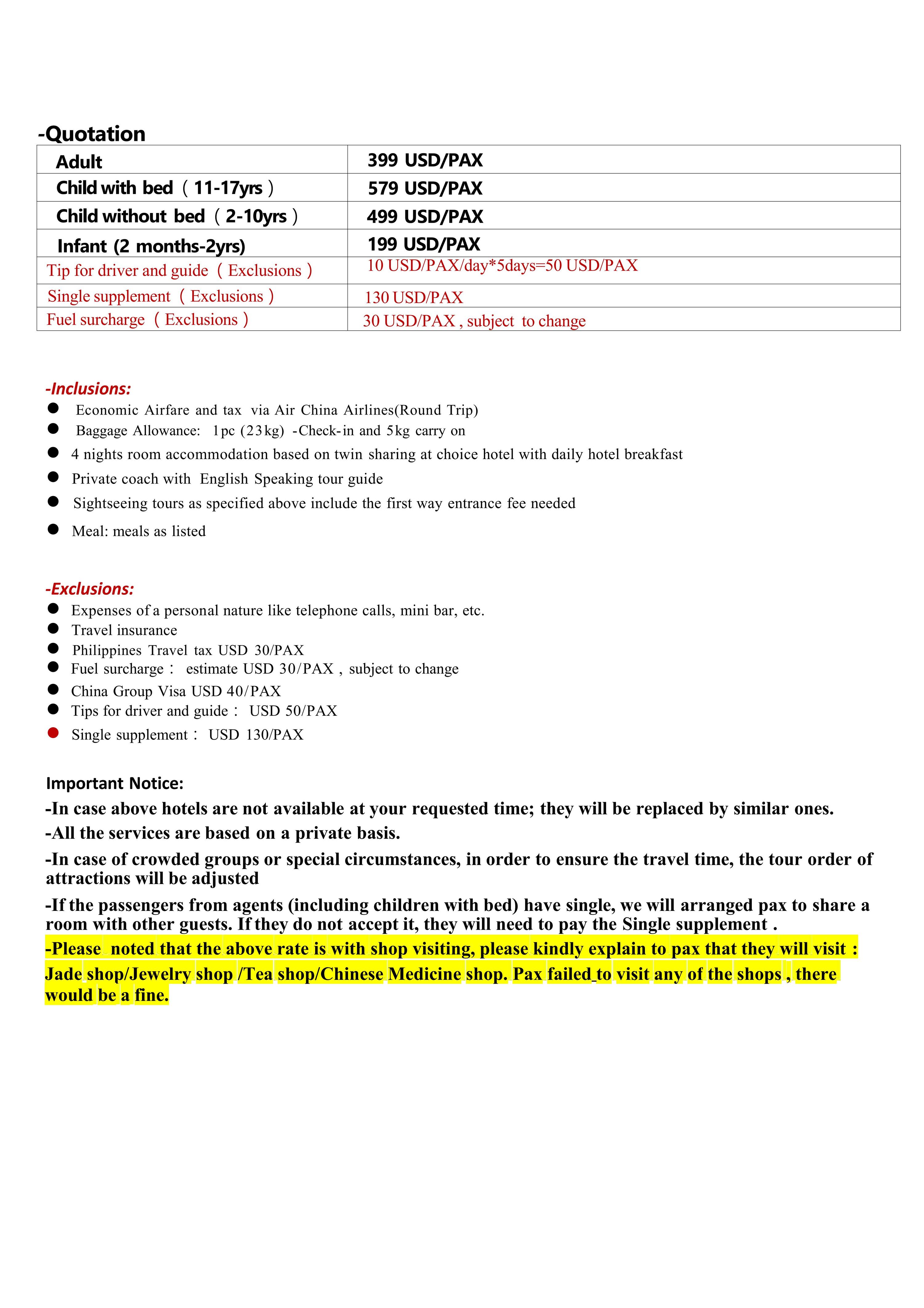 Beijing 5D4N Tour(CA),2026: AS LOW AS $399/PAX itinerary