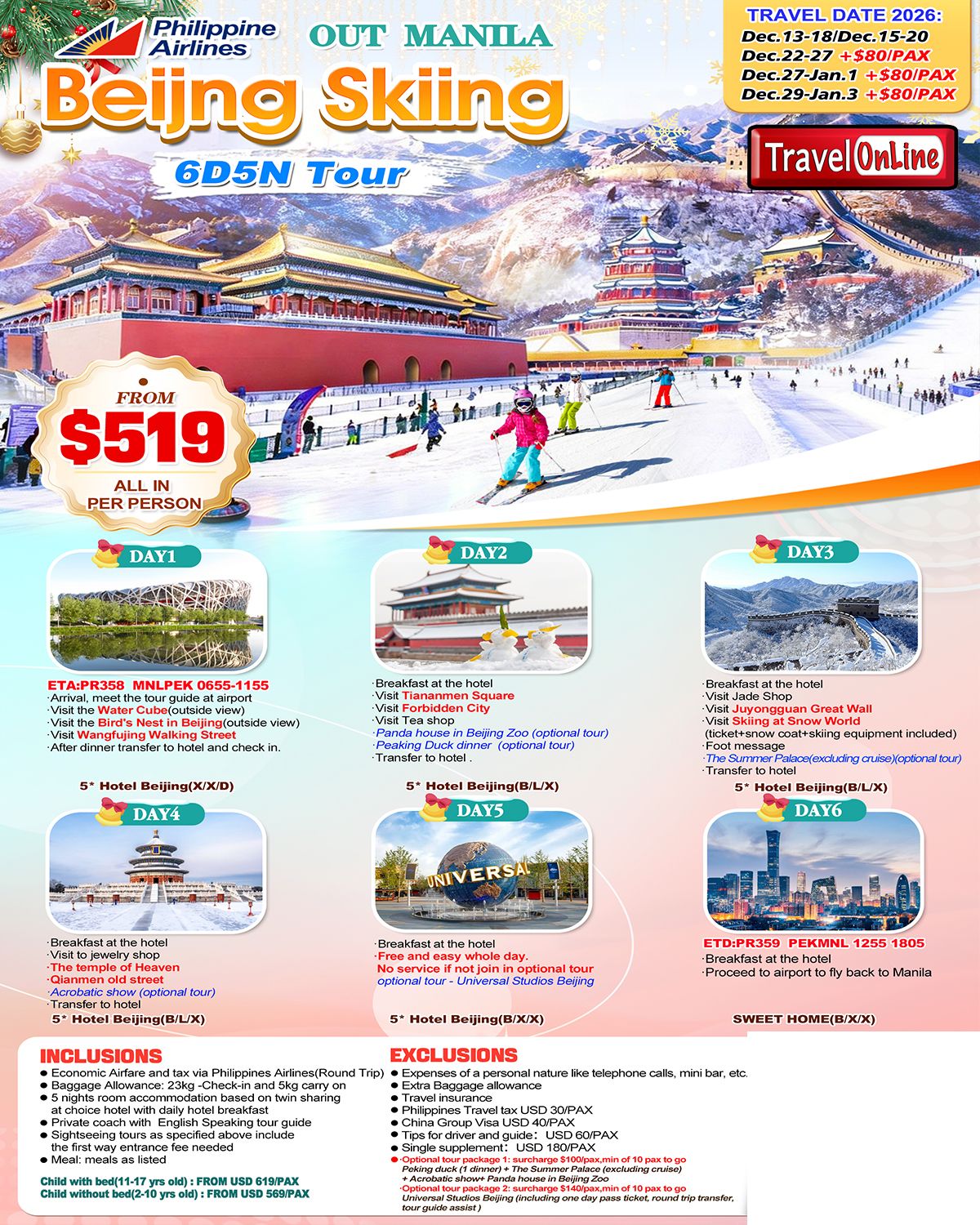 Beijing Skiing 6D5N Tour 2026: AS LOW AS $519/PAX promo image