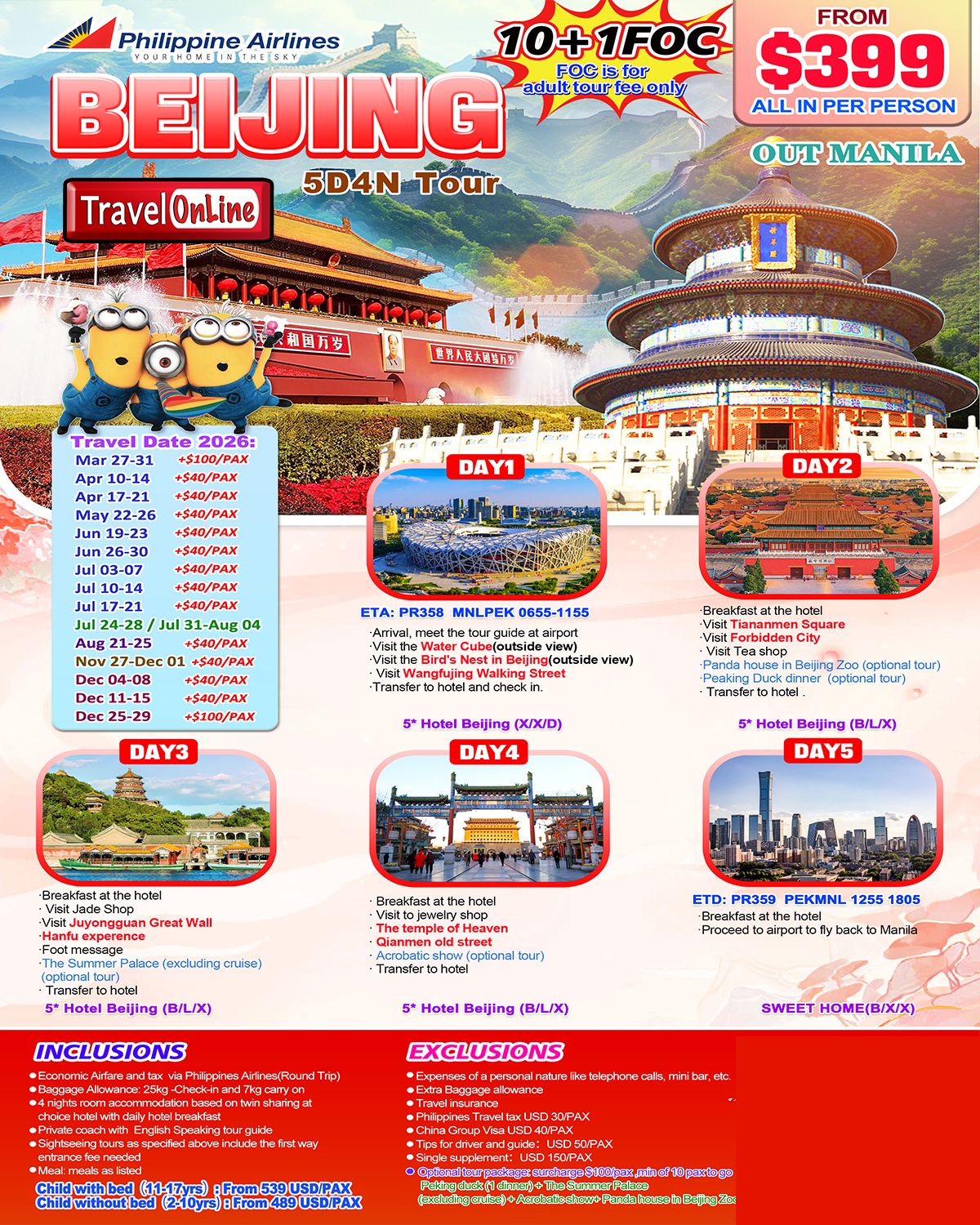 Beijing 5D4N , 2026 : AS LOW AS $399/PAX promo image