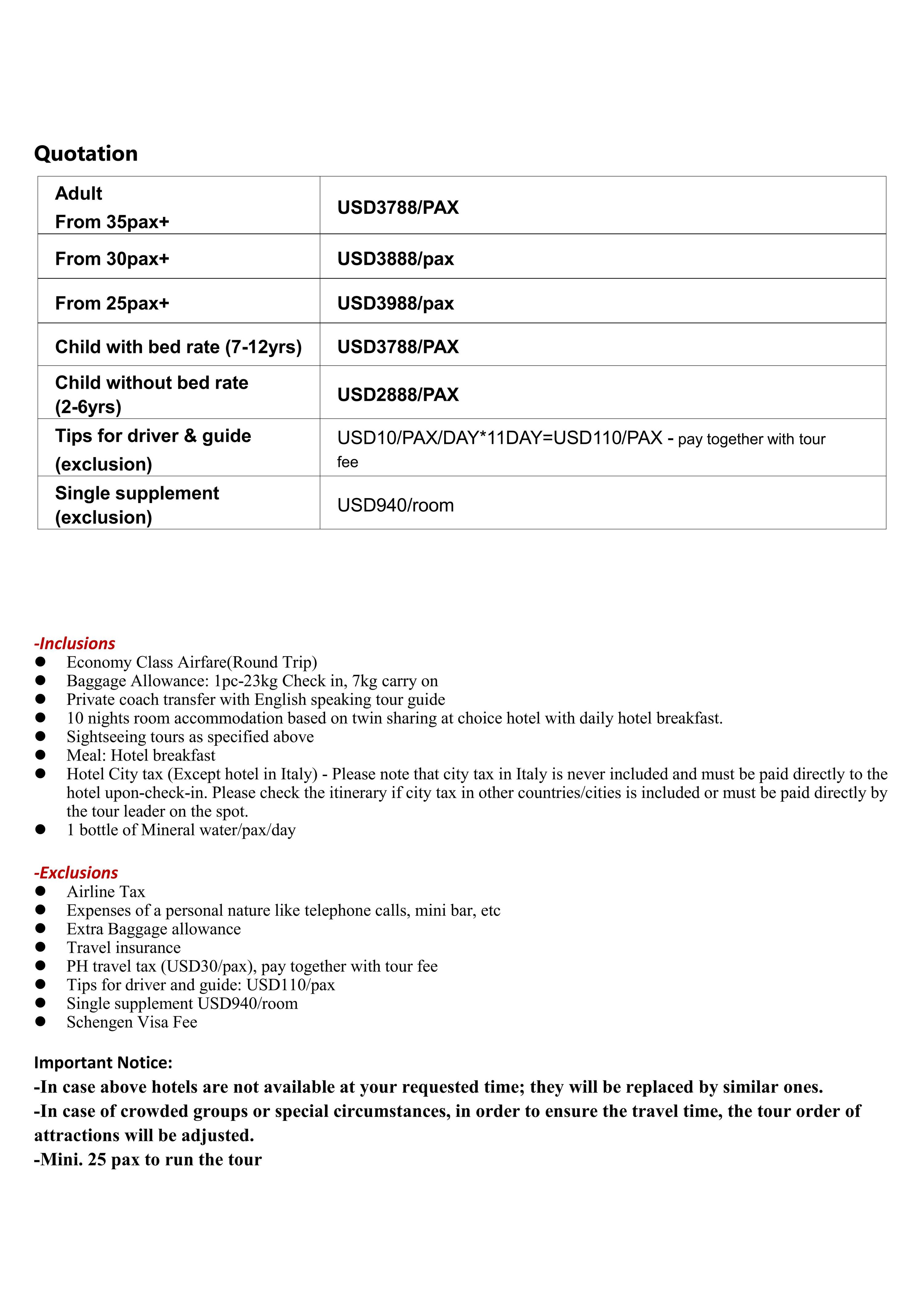 Romantic Europe (Via Shanghai) 12D10N(7 countries),2026: AS LOW AS $3788/PAX itinerary