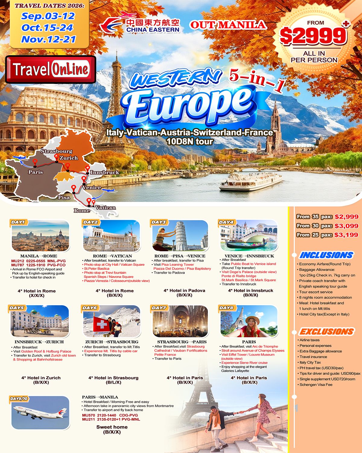 Western Europe (Via Shanghai)- (5 countries) 10D8N ,2026: AS LOW AS $2999/PAX promo image