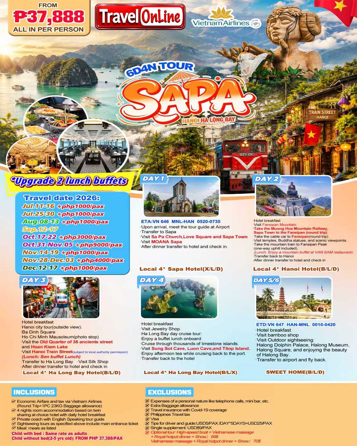 HANOI SAPA HA LONG BAY 6D4N Tour,2026: AS LOW AS ₱37888/PAX promo image