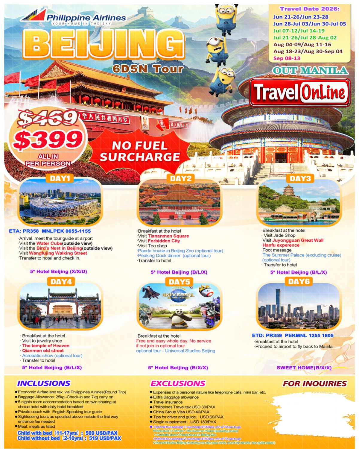Promo Beijing 6D5N Tour(PR),2026: AS LOW AS $399/PAX promo image