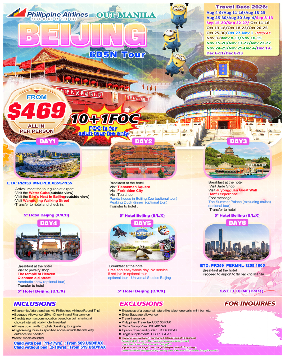 Beijing 6D5N，2026: AS LOW AS $469/PAX promo image