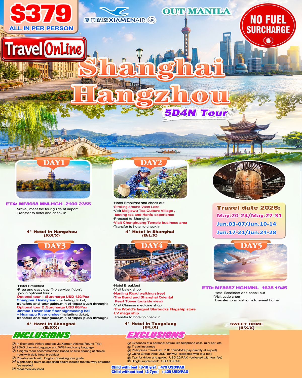 Hangzhou+Shanghai 5D4N Tour 2026: AS LOW AS $379/PAX promo image