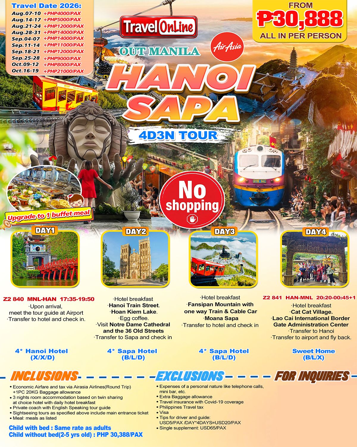 HANOI-SAPA 4D3N(Z2),2026: AS LOW AS ₱30888/PAX promo image