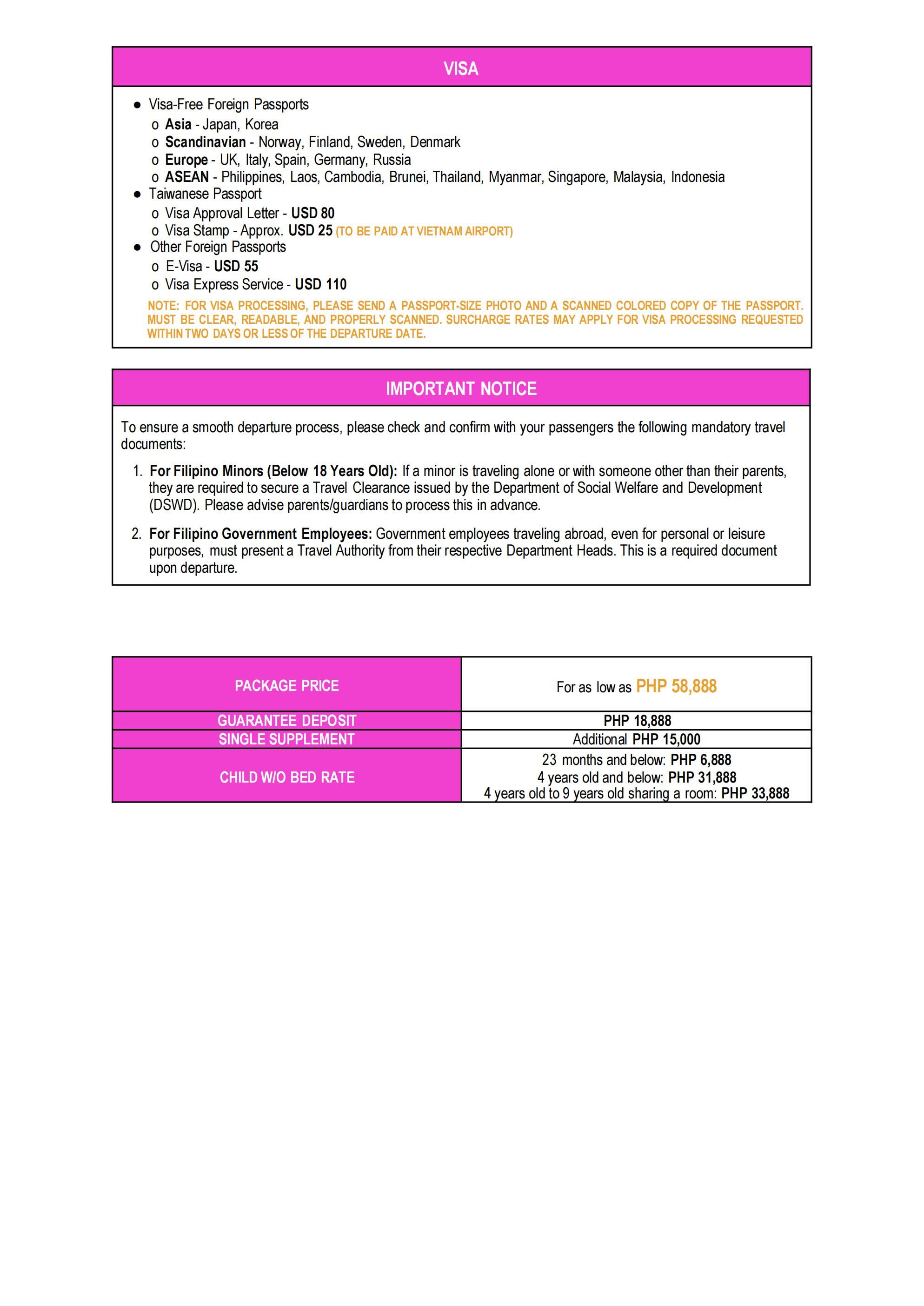 VIETNAM (Vietnam Rose-Reloaded) 2026: AS LOW AS ₱58888/PAX itinerary