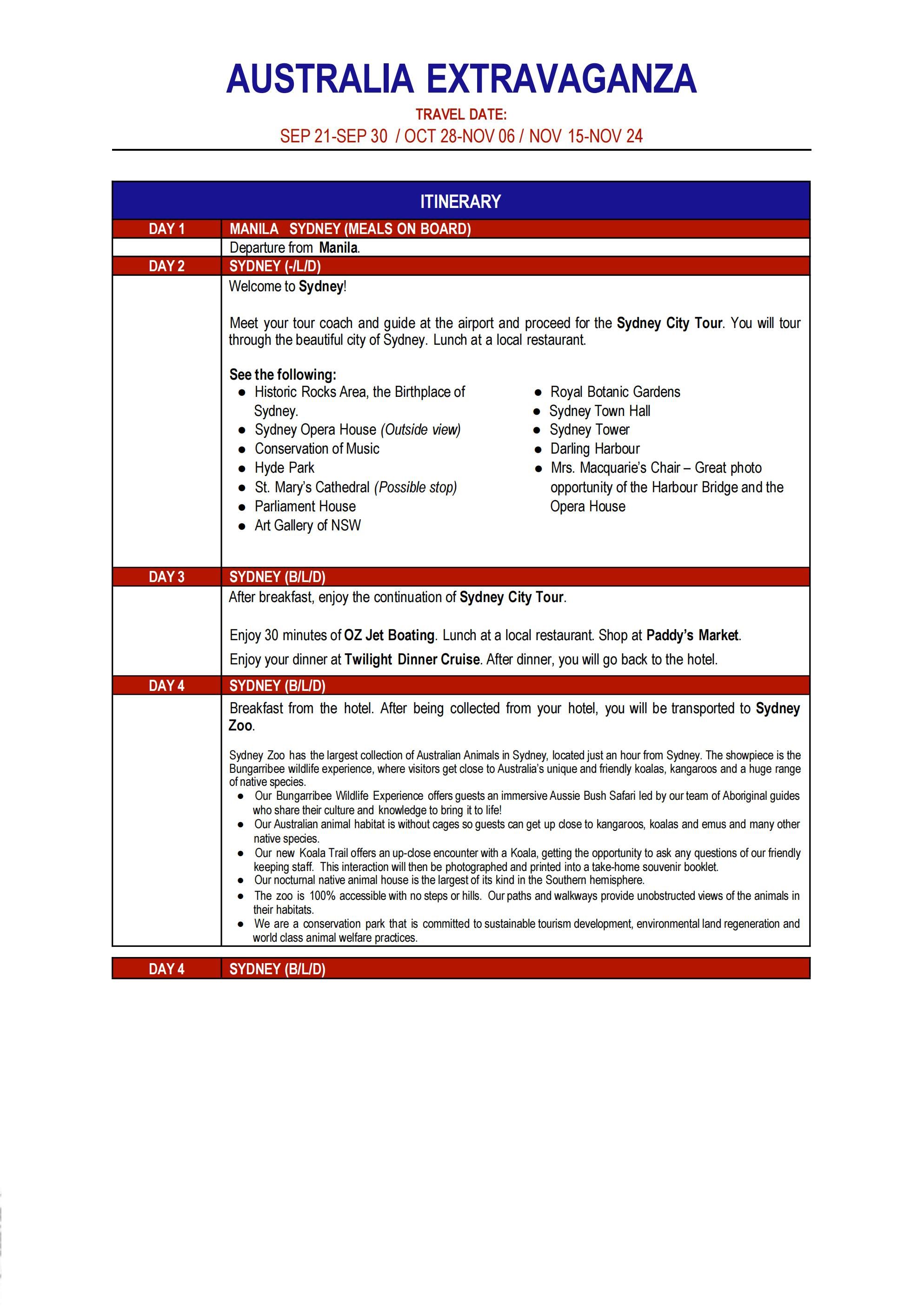 AUSTRALIA (Australia Extravaganza via Qantas) 2026: AS LOW AS $3288/PAX itinerary