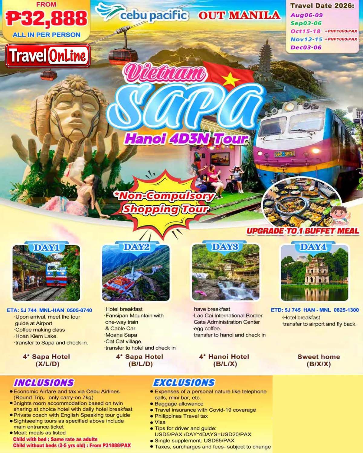 HANOI SAPA 4D3N (5J) , 2026 : AS LOW AS ₱32888/PAX promo image