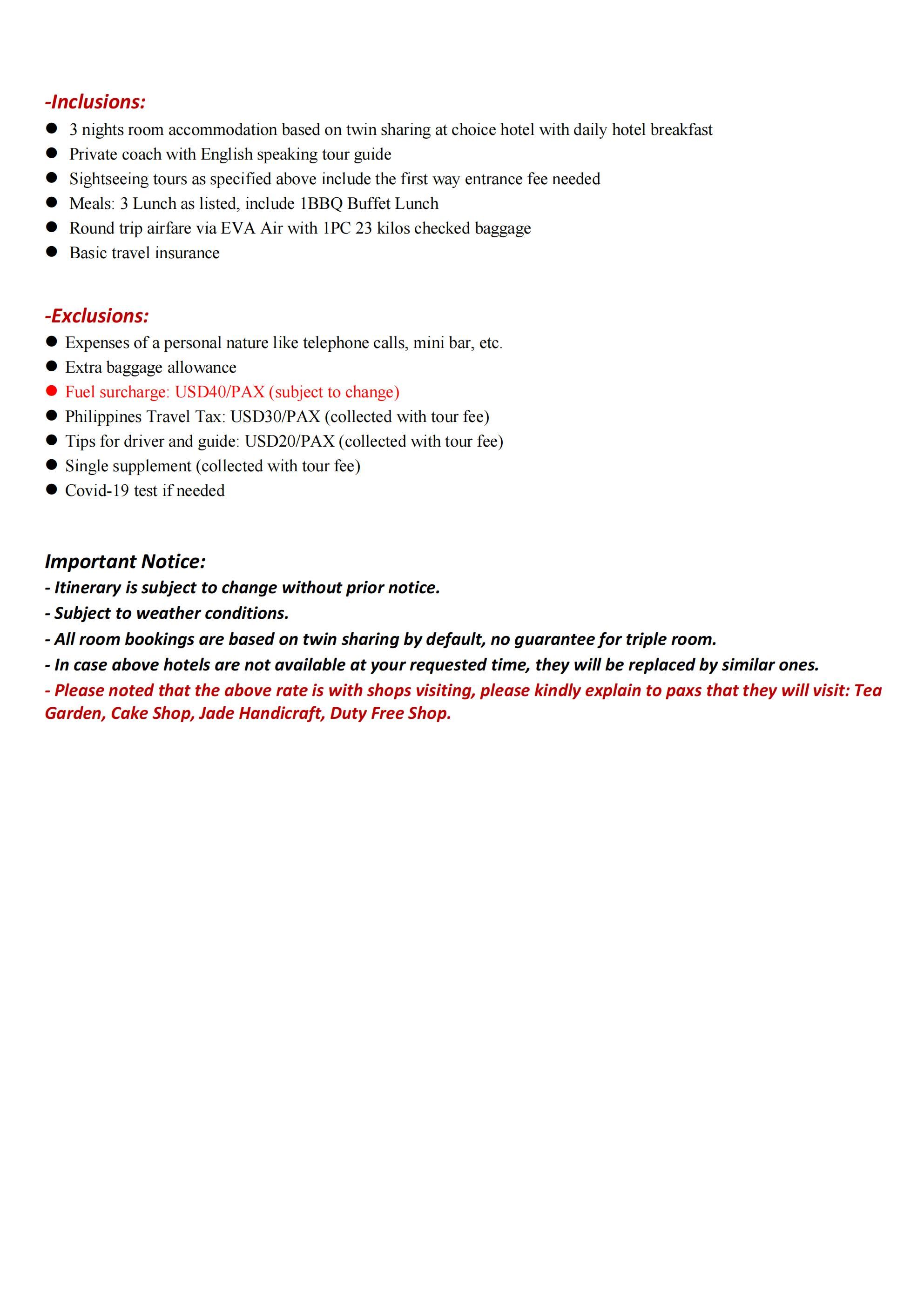 Fascinating Taiwan 4D3N (BR), 2026: AS LOW AS $559/PAX itinerary