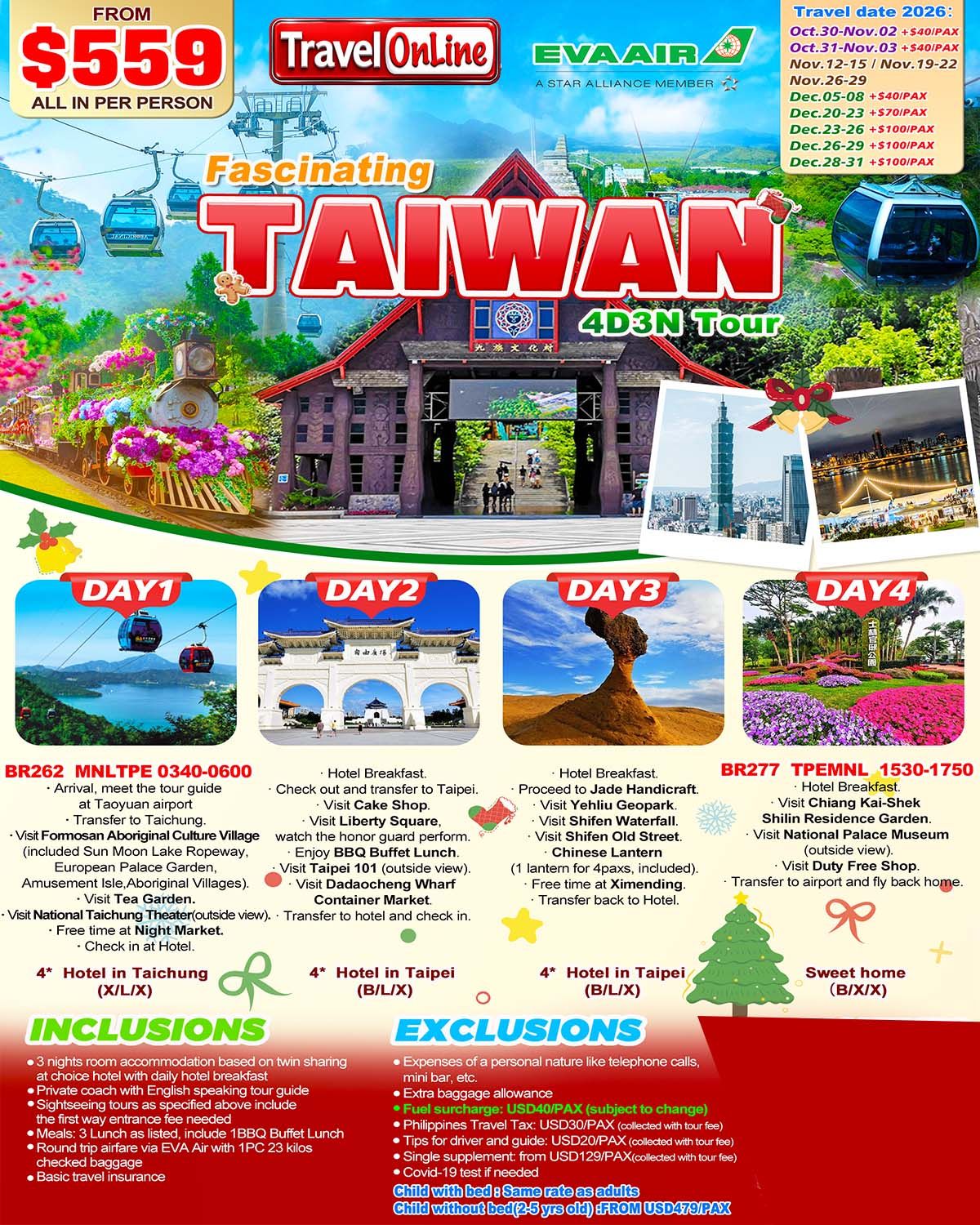 Fascinating Taiwan 4D3N (BR), 2026: AS LOW AS $559/PAX promo image
