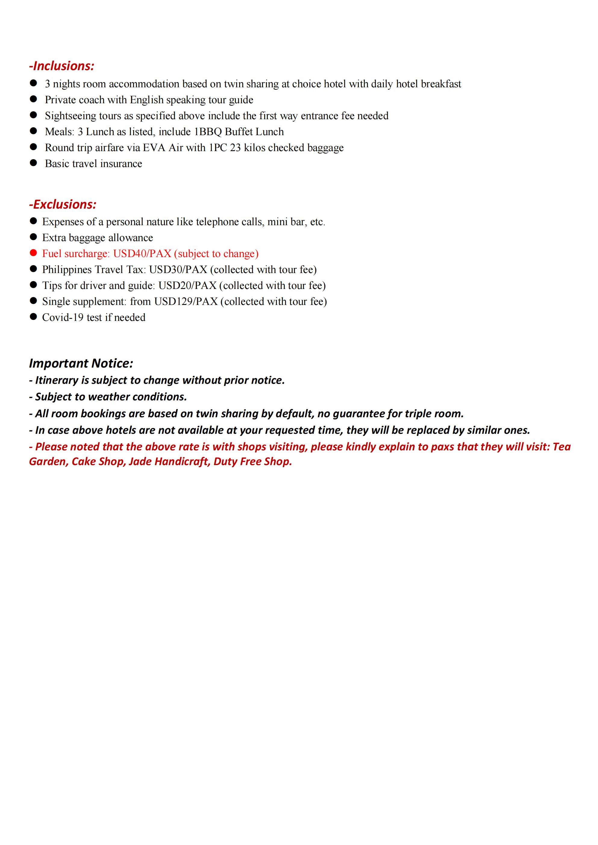 Fascinating Taiwan 4D3N (BR), 2026: AS LOW AS $559/PAX itinerary