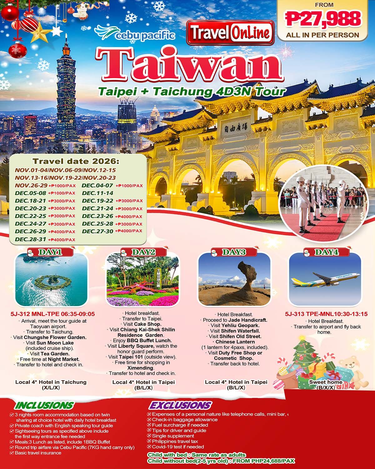 Taiwan 4D3N (5J), 2026: AS LOW AS ₱ 27988/PAX promo image