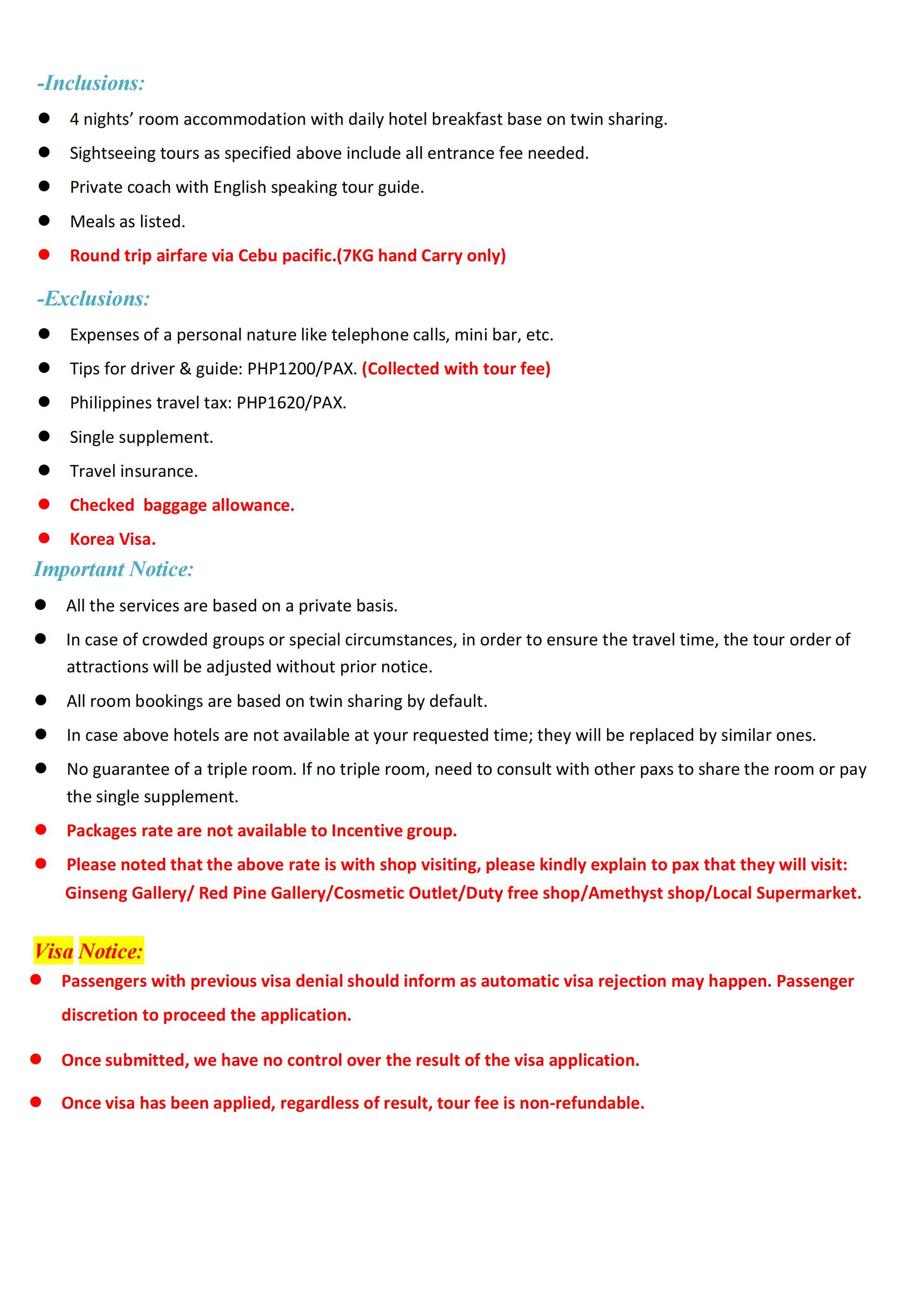 Manila Seoul 6D4N (VIA 5J), 2026: AS LOW AS ₱35999/PAX itinerary