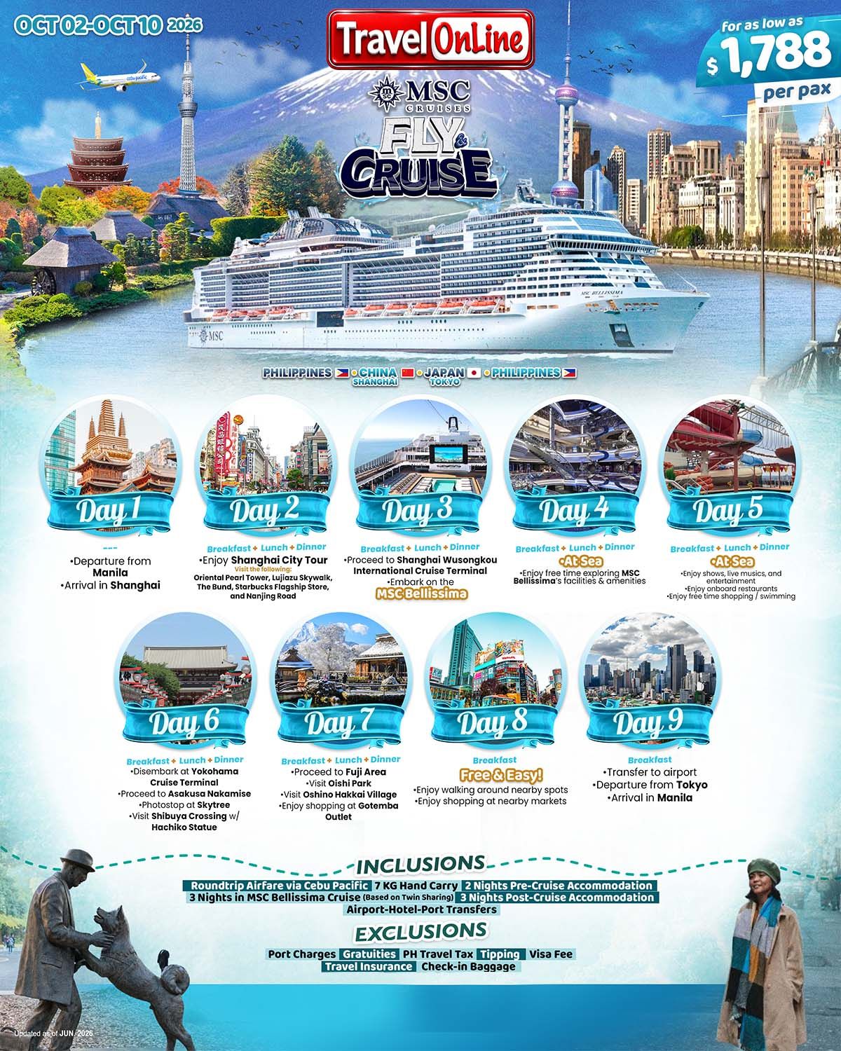 FLY and CRUISE (MSC Bellissima-Batch 2) 2026 : AS LOW AS $1788/PAX promo image