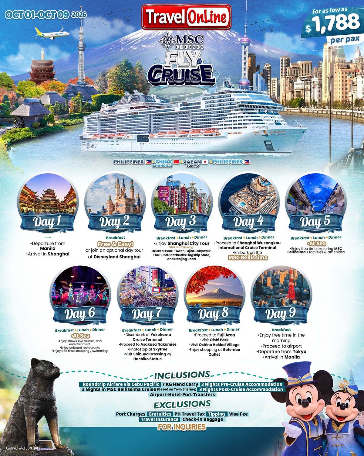 FLY and CRUISE (MSC Bellissima-Batch 1) 2026: AS LOW AS $1788/PAX promo image