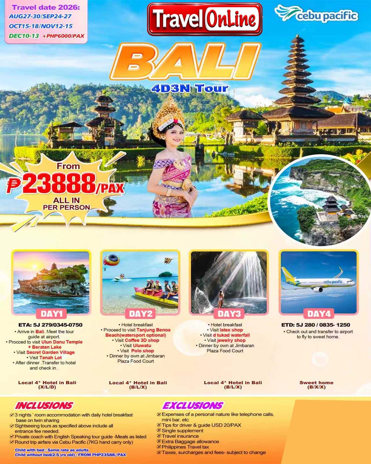 BALI 4D3N,2026: AS LOW AS ₱23888/PAX promo image