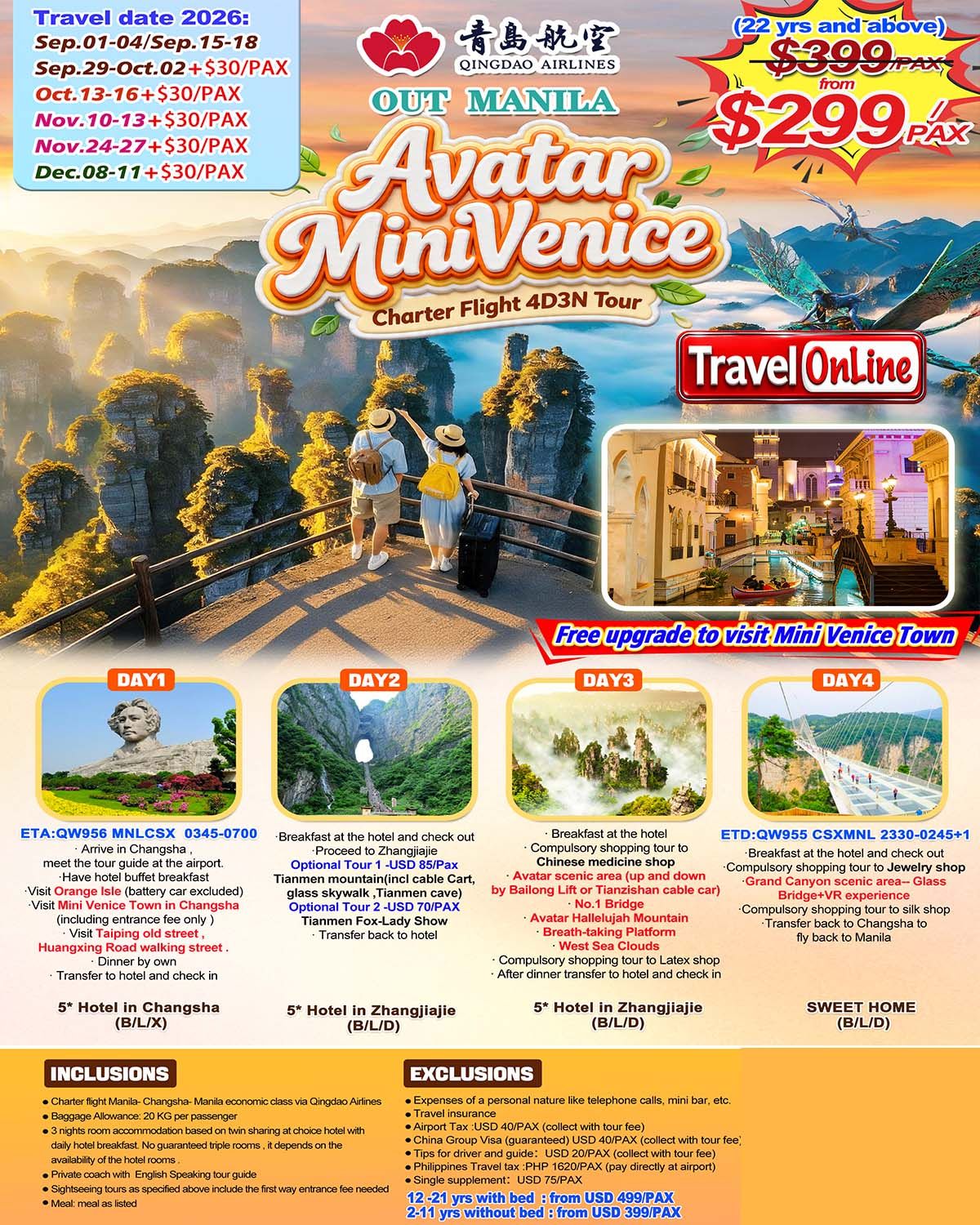 Promo Charter Flight Avatar Mini Venice 4D3N Tour 2026: AS LOW AS $299/PAX promo image