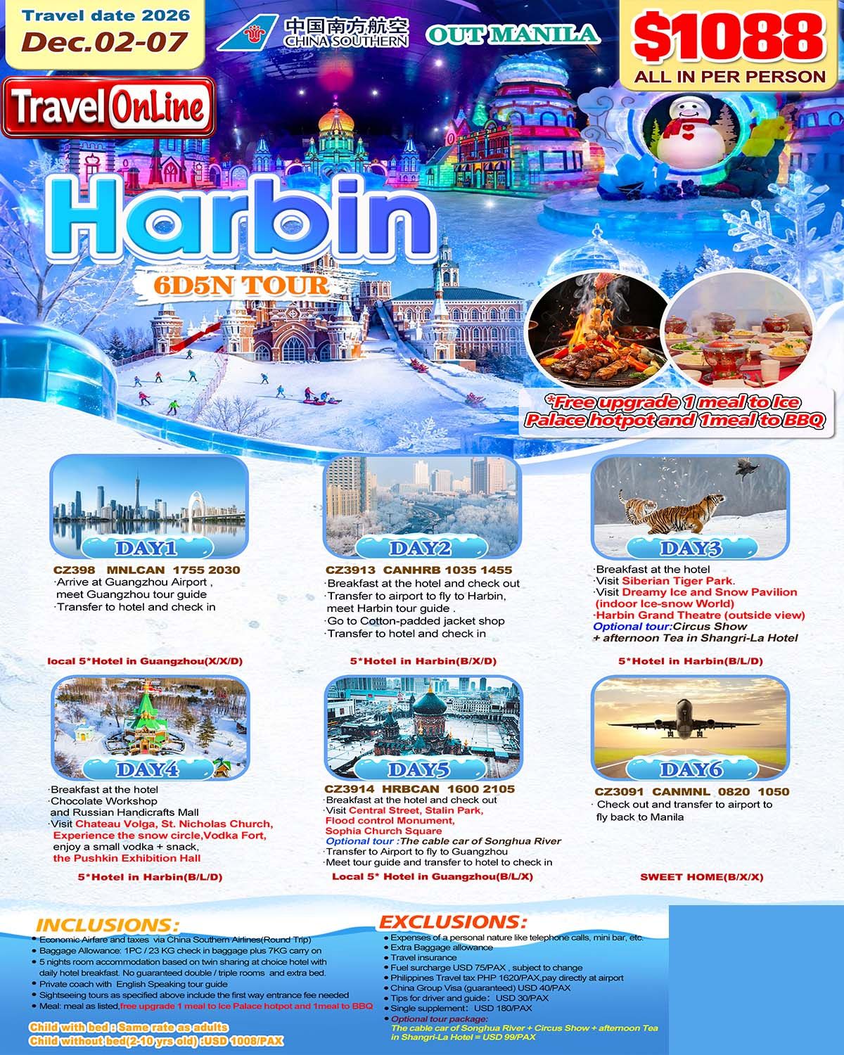Harbin (via Guangzhou) 6D5N Tour 2026: AS LOW AS $1088/PAX promo image