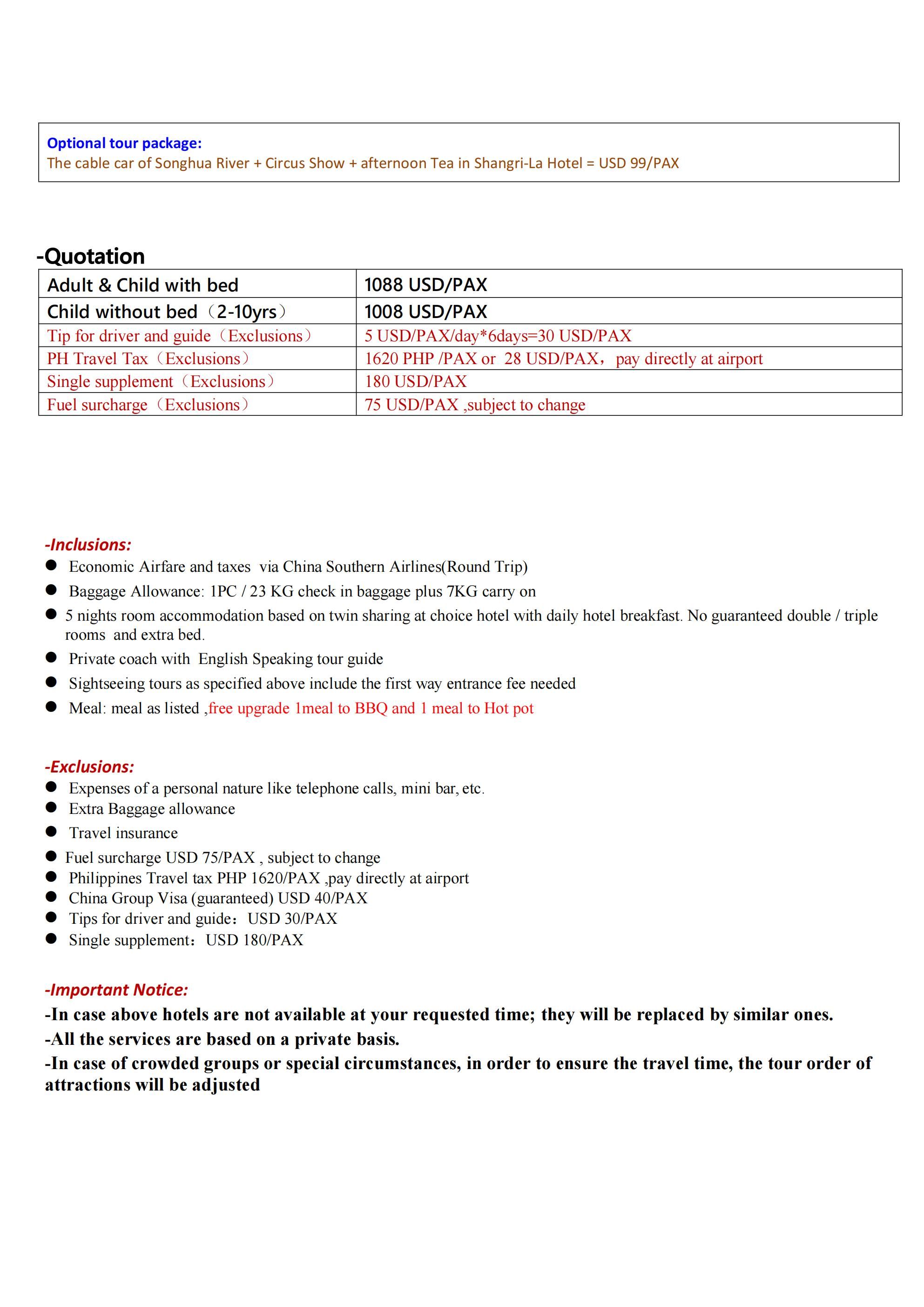 Harbin (via Guangzhou) 6D5N Tour 2026: AS LOW AS $1088/PAX itinerary