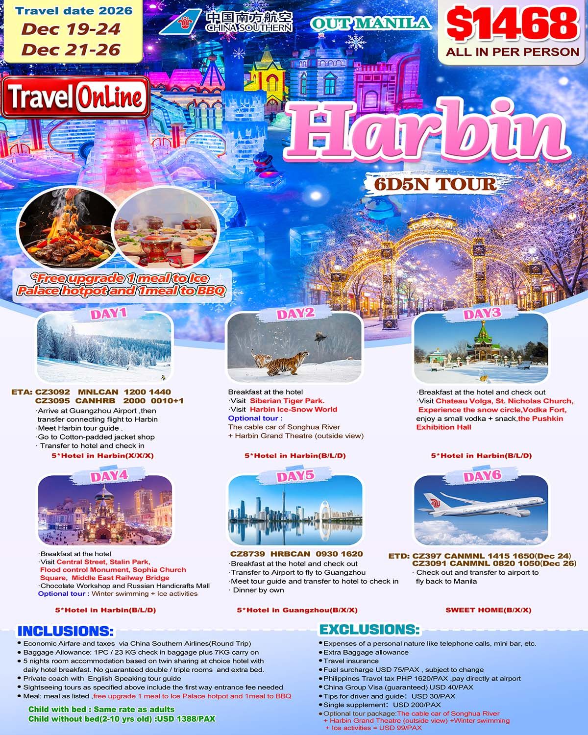 Harbin (via Guangzhou) 6D5N Tour 2026: AS LOW AS $1468/PAX promo image