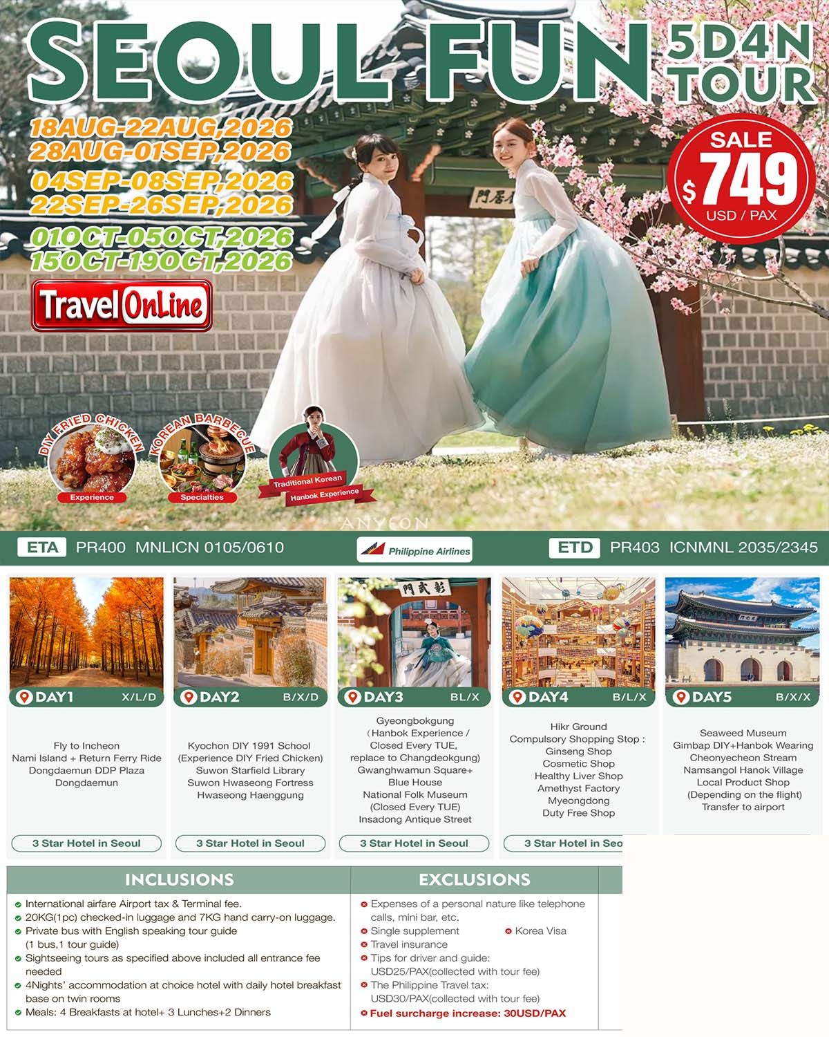 PR Seoul Fun 5D4N Tour 2026 :  AS LOW AS $749/PAX promo image