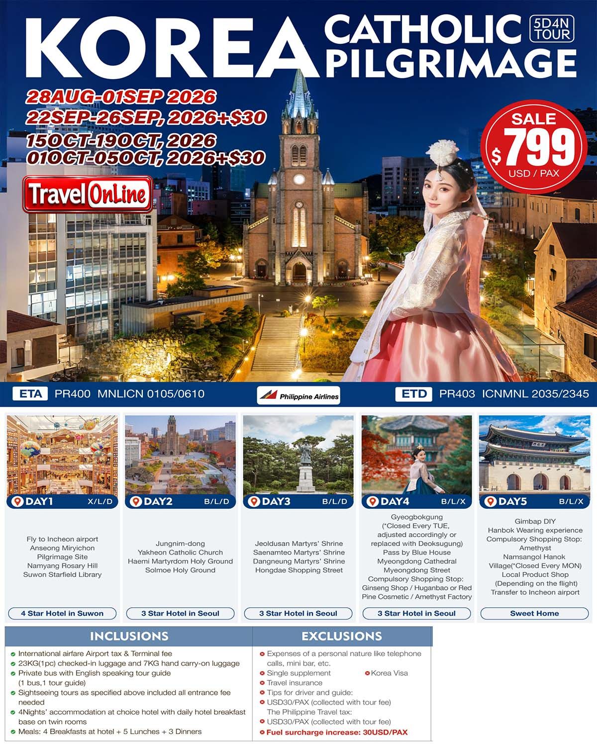 Korea Catholic Pilgrimage 5D4N Tour:  AS LOW AS $799/PAX promo image
