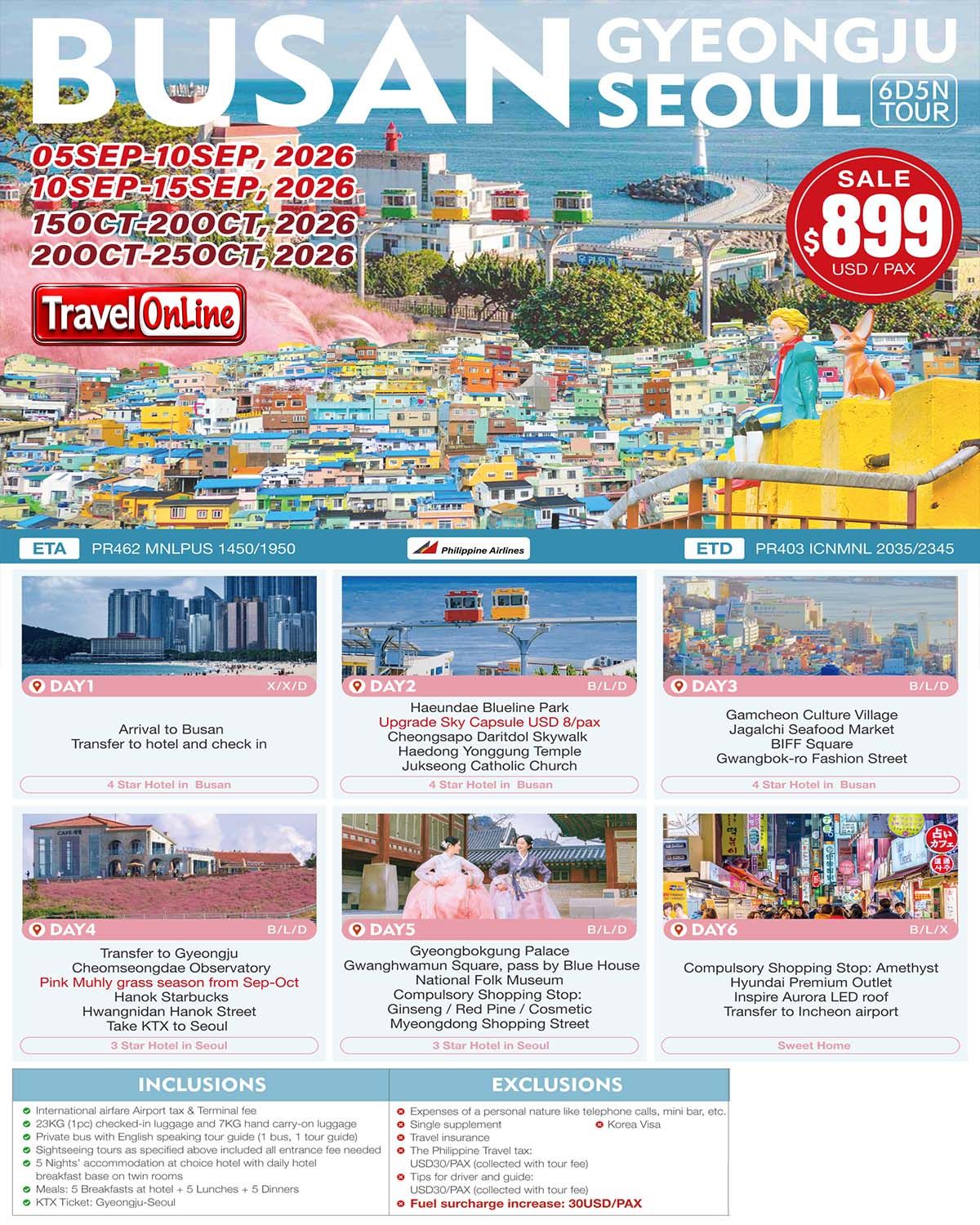 Busan-Gyeongju-Seoul 6D5N Tour: AS LOW AS $899/PAX promo image