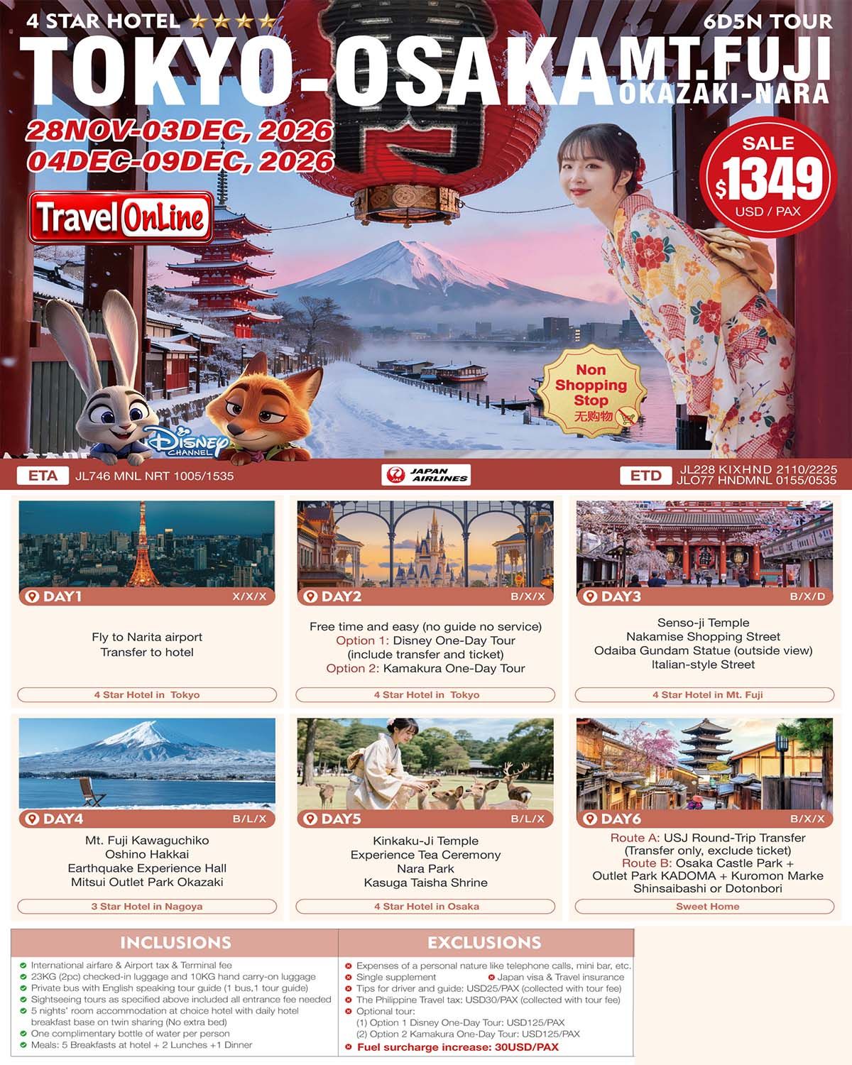 Tokyo-Mt.Fuji-Okazaki-Nara-Osaka-6D5N-Tour: AS LOW AS $1349/PAX promo image