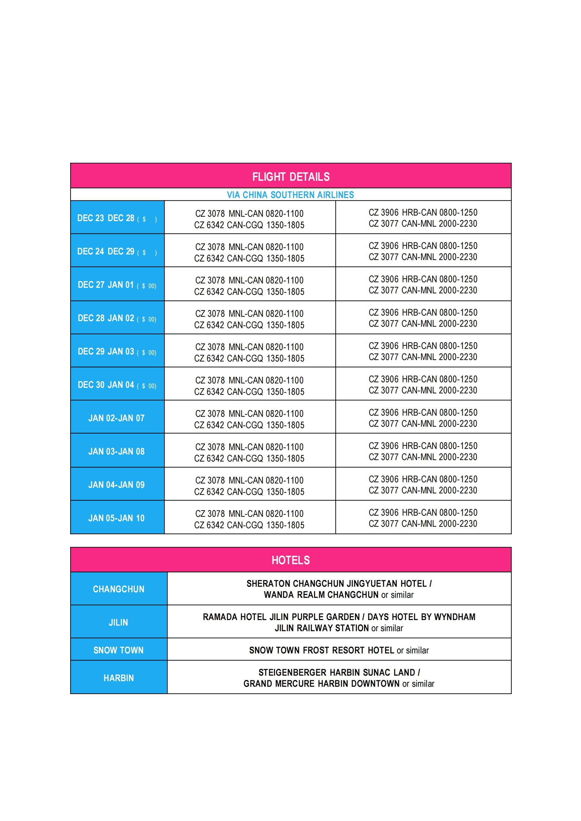 CHINA (Wo Ai Ni-Harbin) 2026-2027: AS LOW AS $1888/PAX itinerary