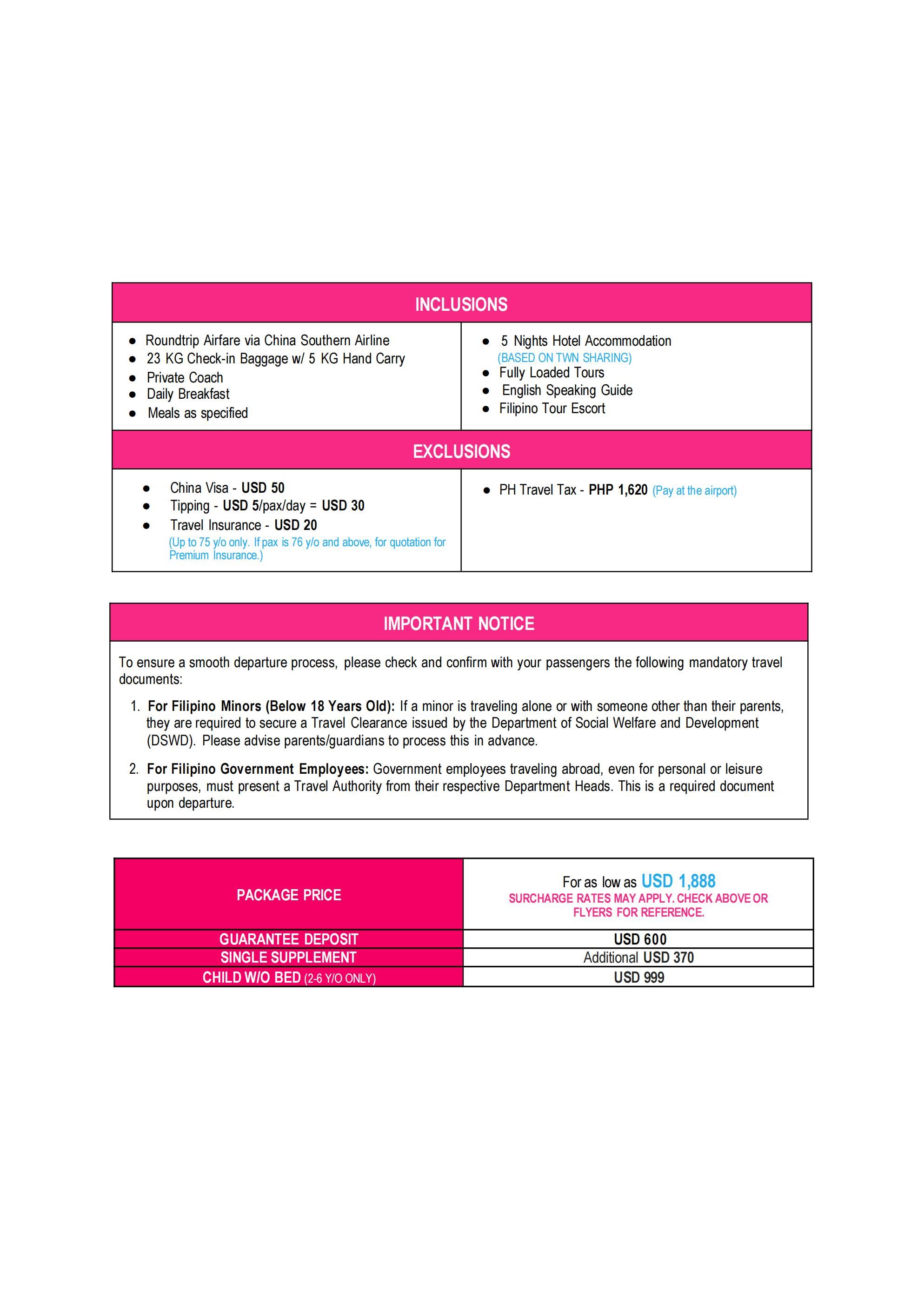 CHINA (Wo Ai Ni-Harbin) 2026-2027: AS LOW AS $1888/PAX itinerary