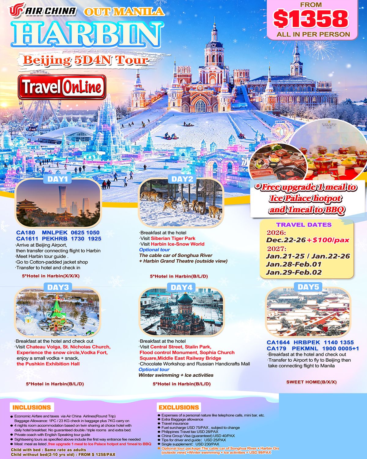 Harbin Beijing 5D4N Tour: AS LOW AS $1358/PAX promo image