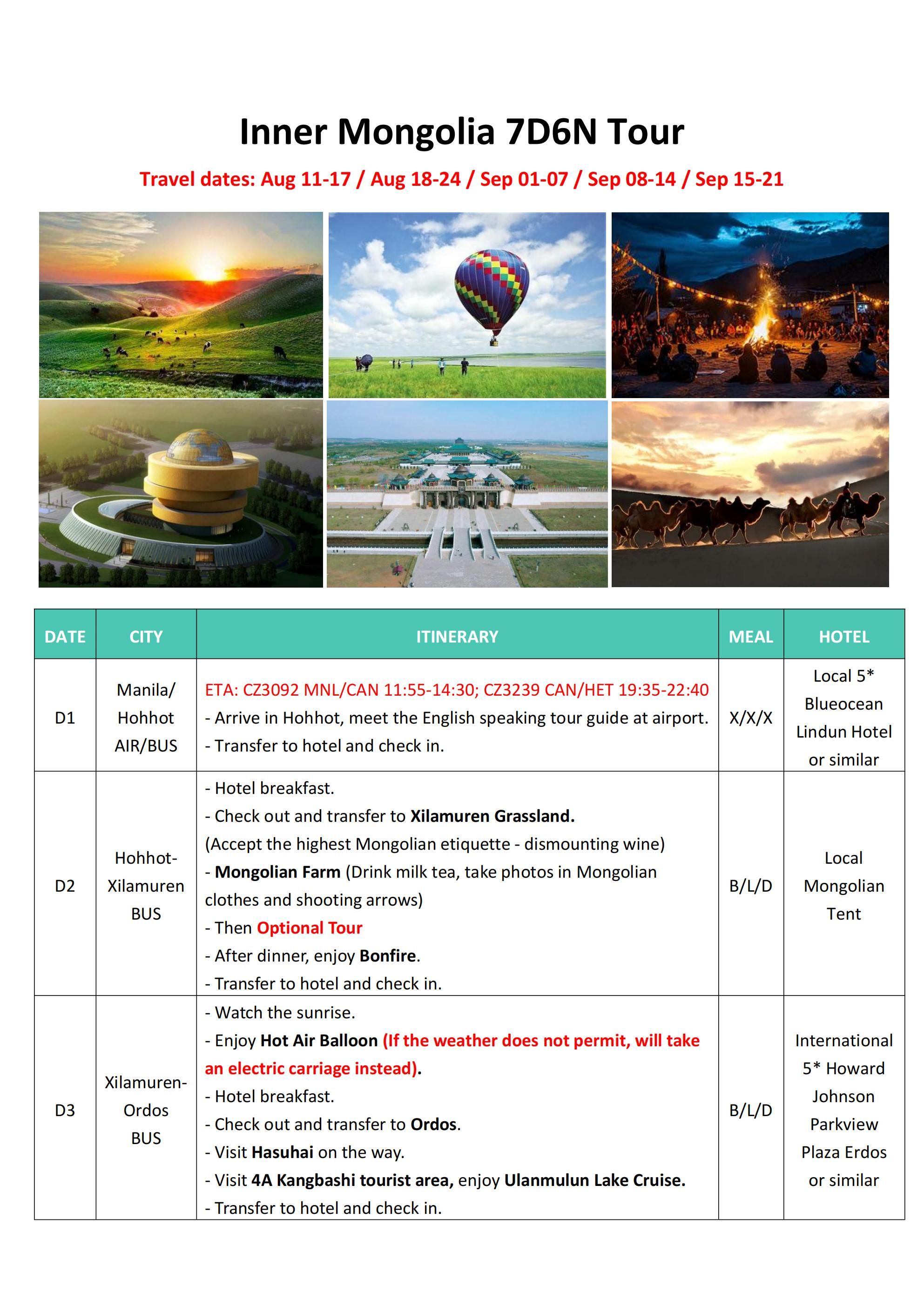 Inner Mongolia 7D6N,2026: AS LOW AS $899/PAX itinerary