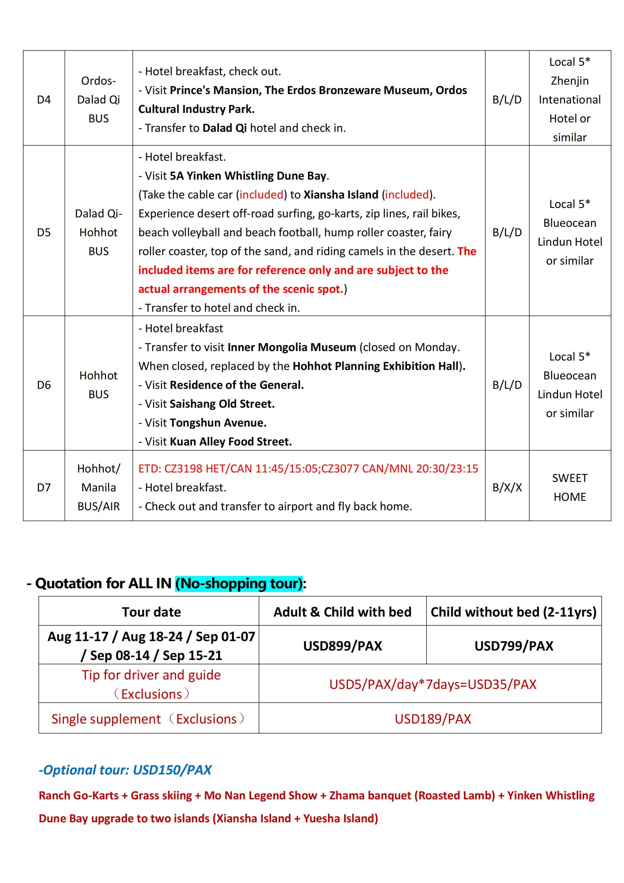 Inner Mongolia 7D6N,2026: AS LOW AS $899/PAX itinerary