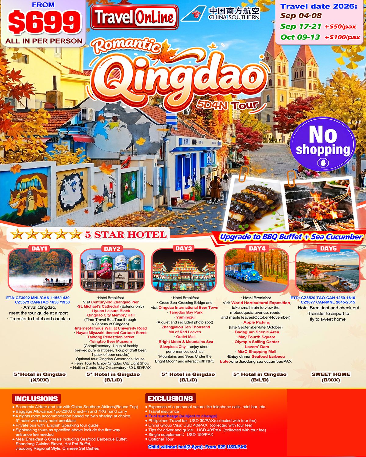 Manila-Qingdao(via Guangzhou)5D4N,2026: AS LOW AS $699/PAX promo image