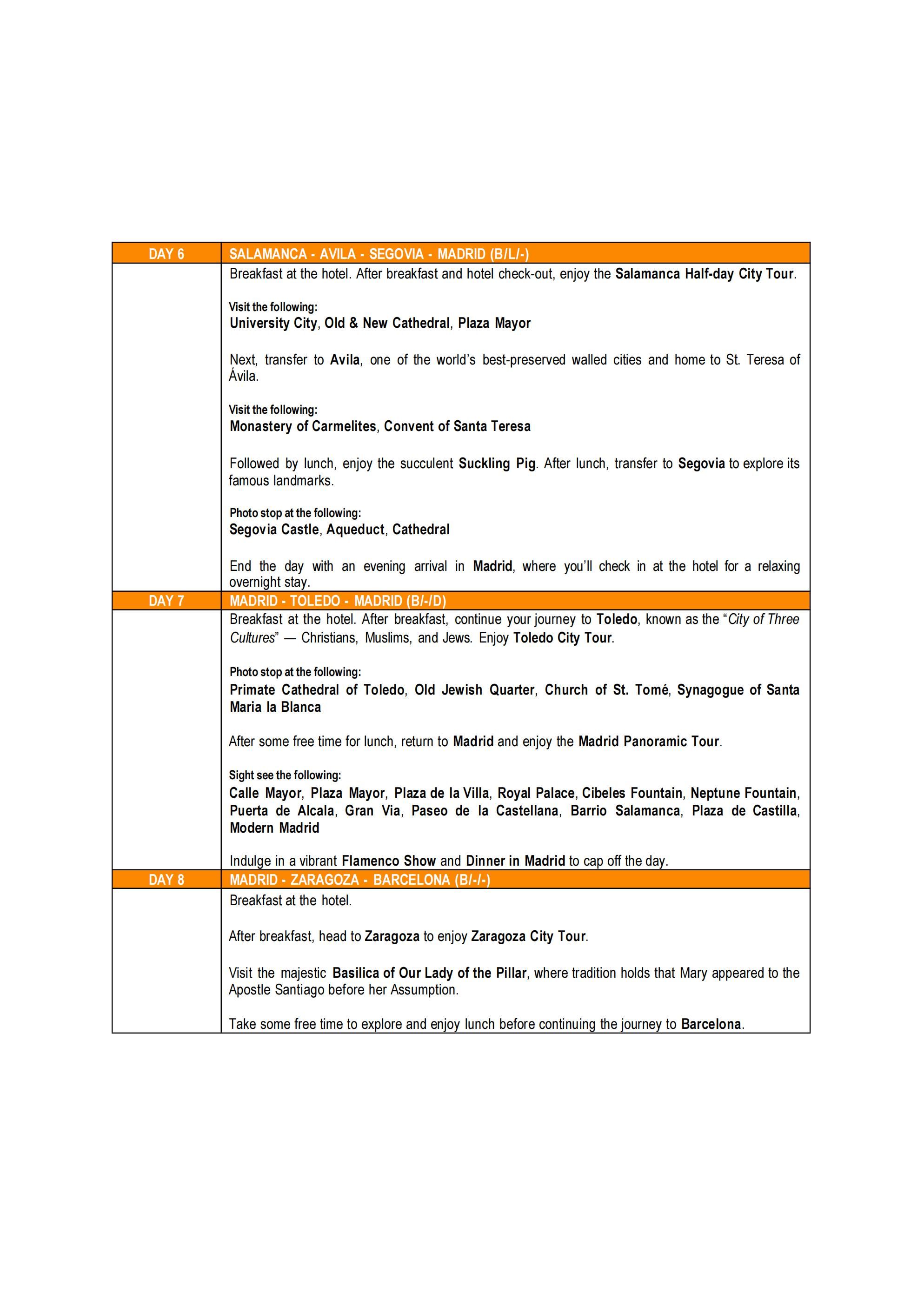 SPAIN AND PORTUGAL (Bienvenidos_Spain and Portugal) 2026: AS LOW AS $2888/PAX itinerary