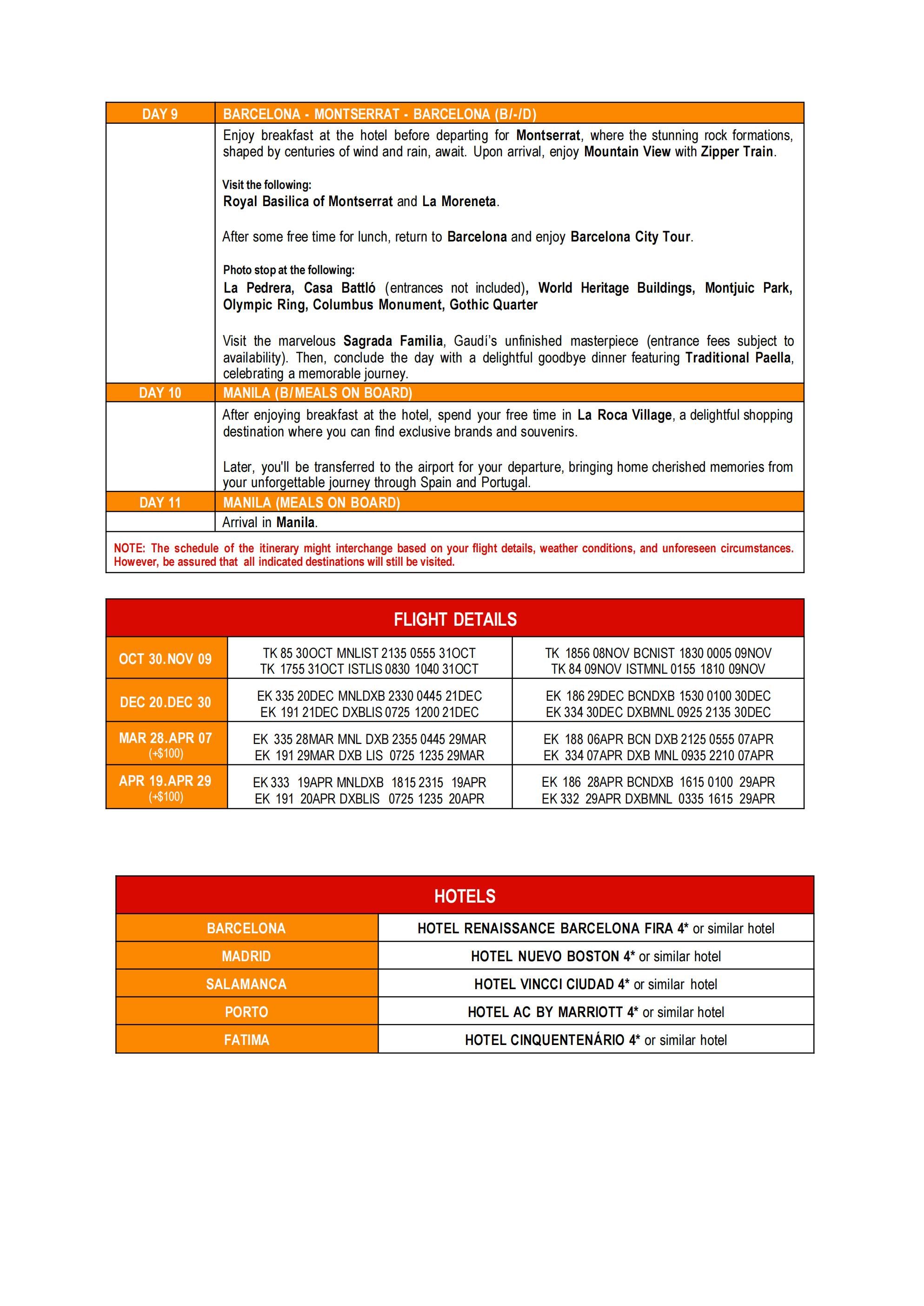 SPAIN AND PORTUGAL (Bienvenidos_Spain and Portugal) 2026: AS LOW AS $2888/PAX itinerary