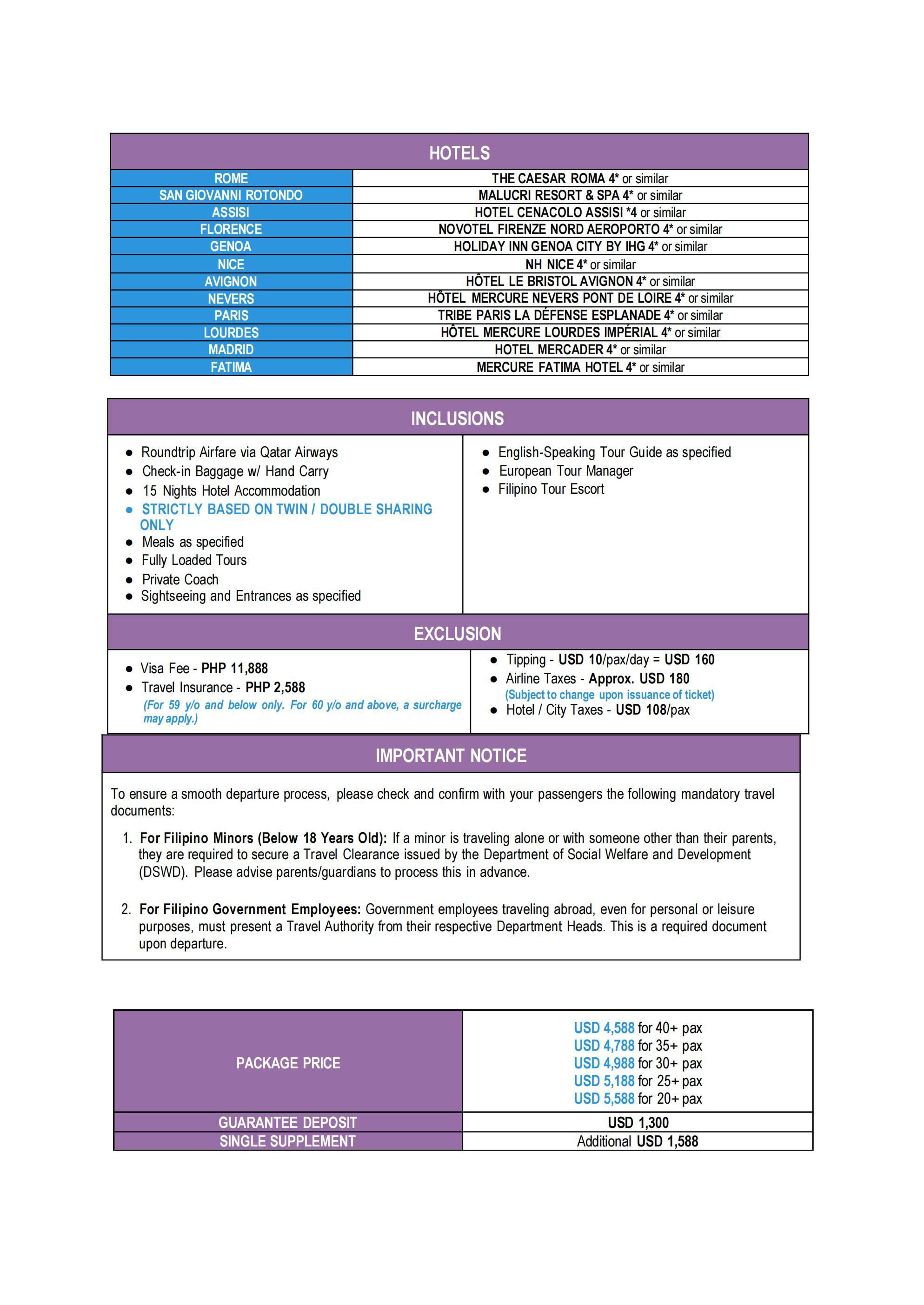 HAIL HOLYQUEEN TALES OF EUROPE: AS LOW AS $4588/PAX itinerary
