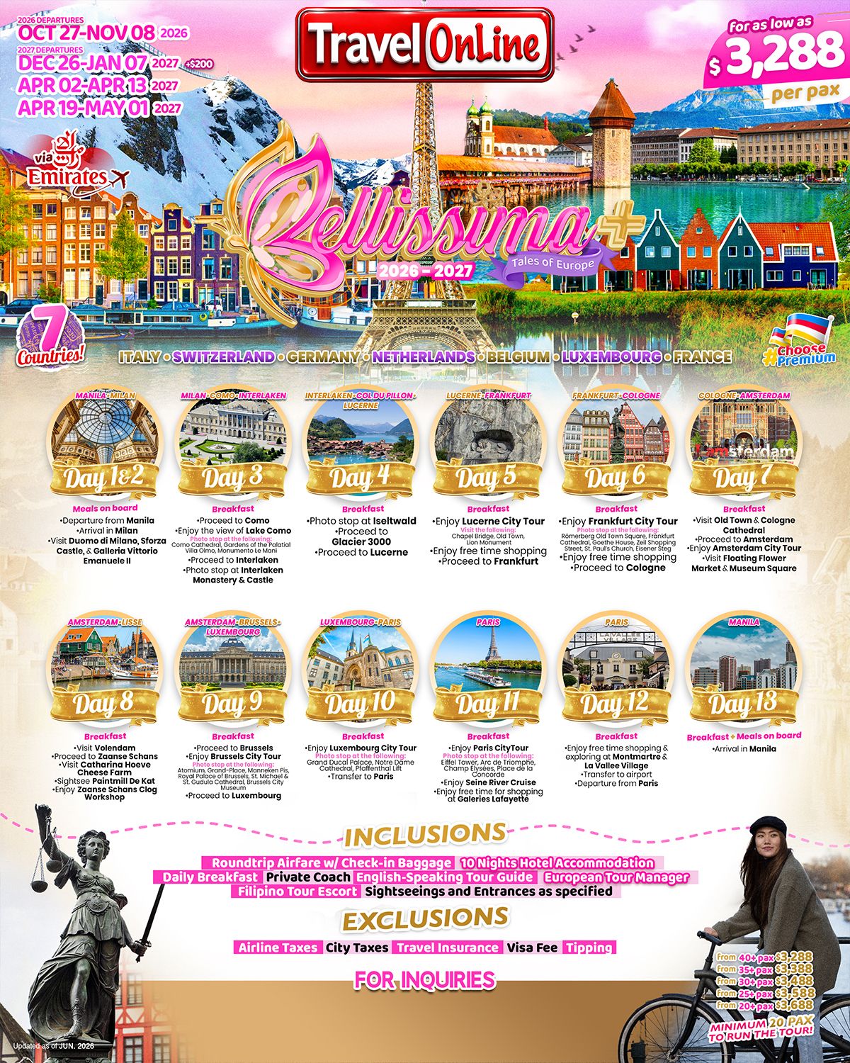 Bellissima Tales of Europe 2026: as low as $3288/PAX promo image