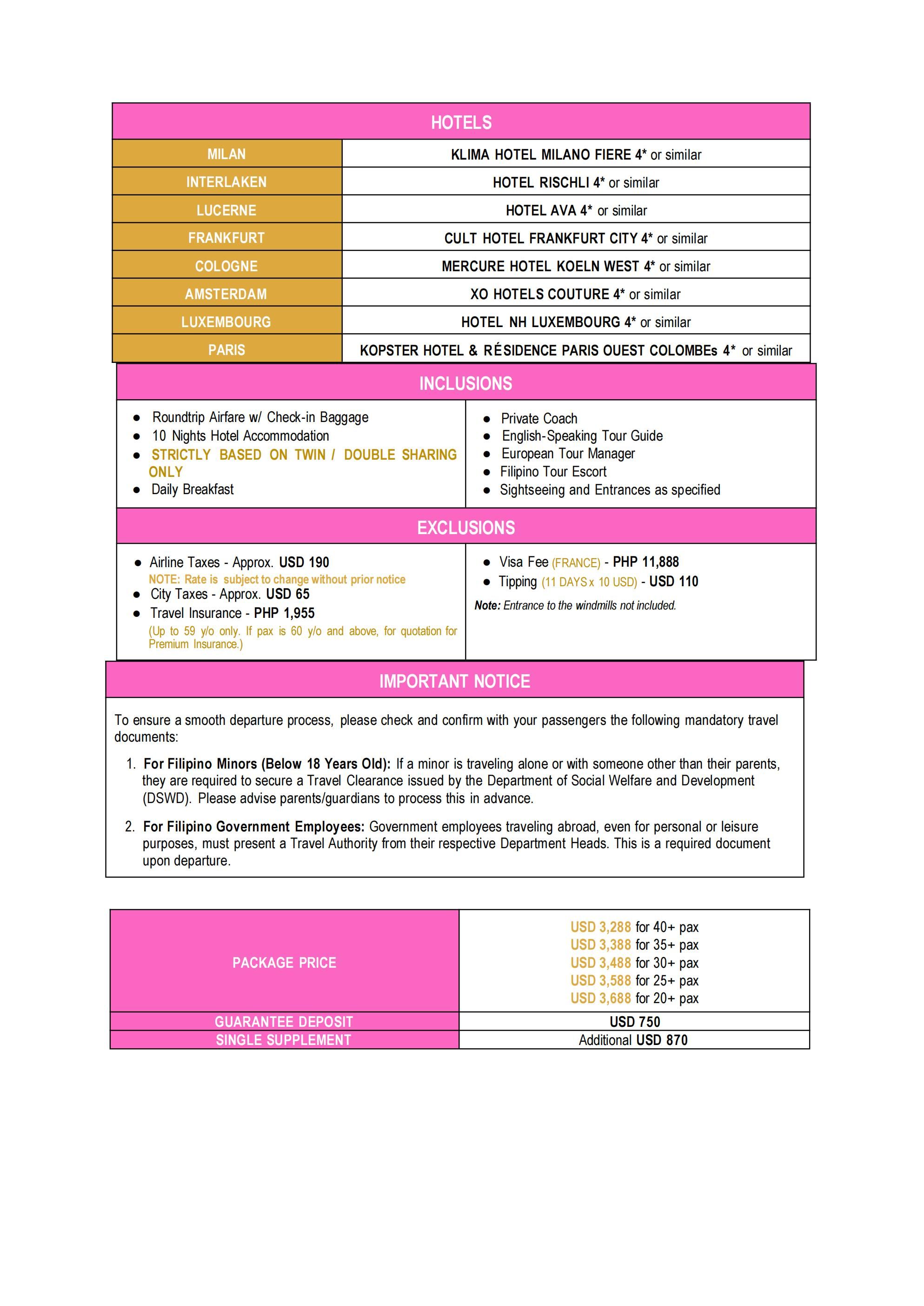 Bellissima Tales of Europe 2026: as low as $3288/PAX itinerary