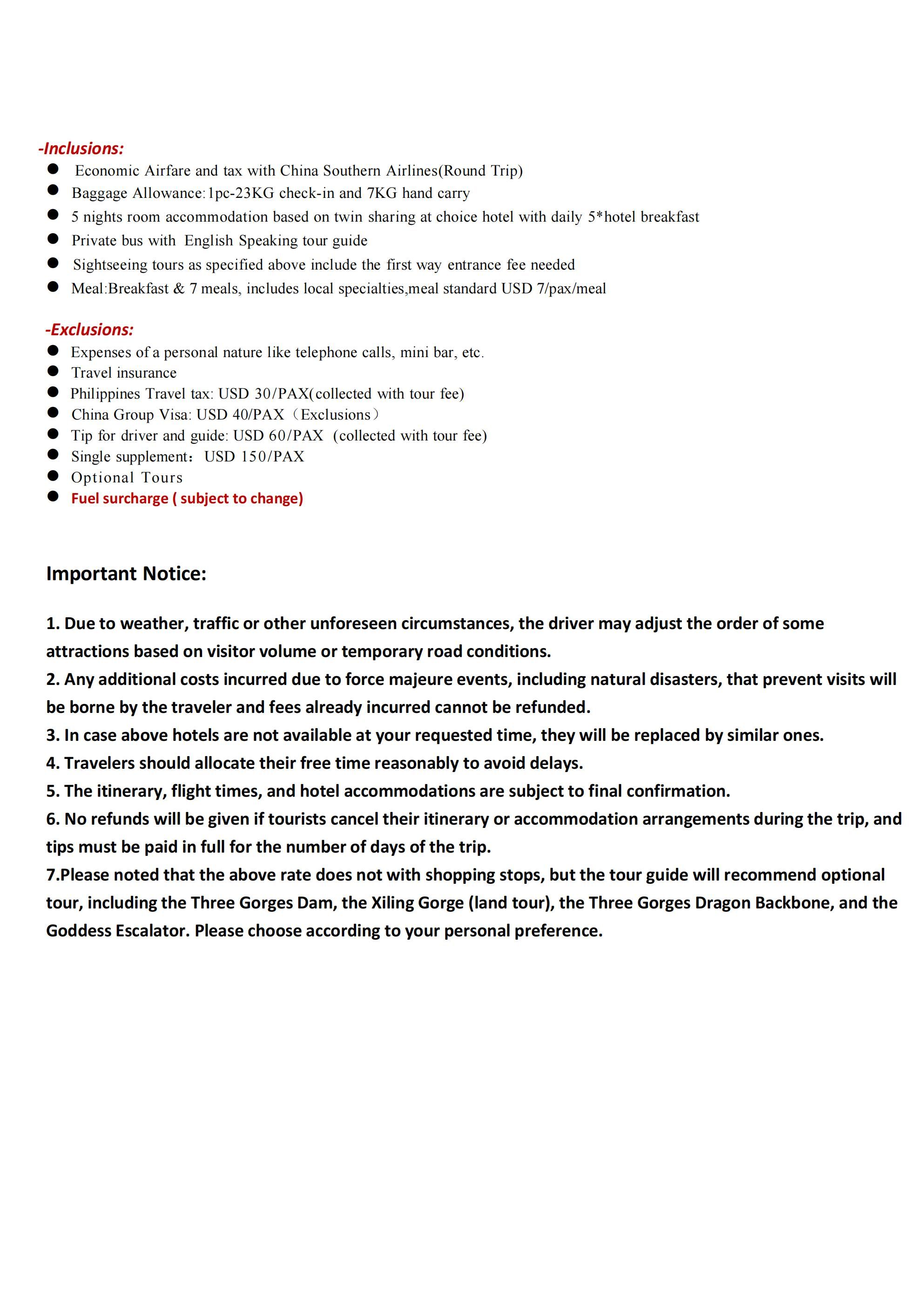 Manila-Wuhan+Yangtze River(via Guangzhou) 6D5N,2026: AS LOW AS $699/PAX itinerary