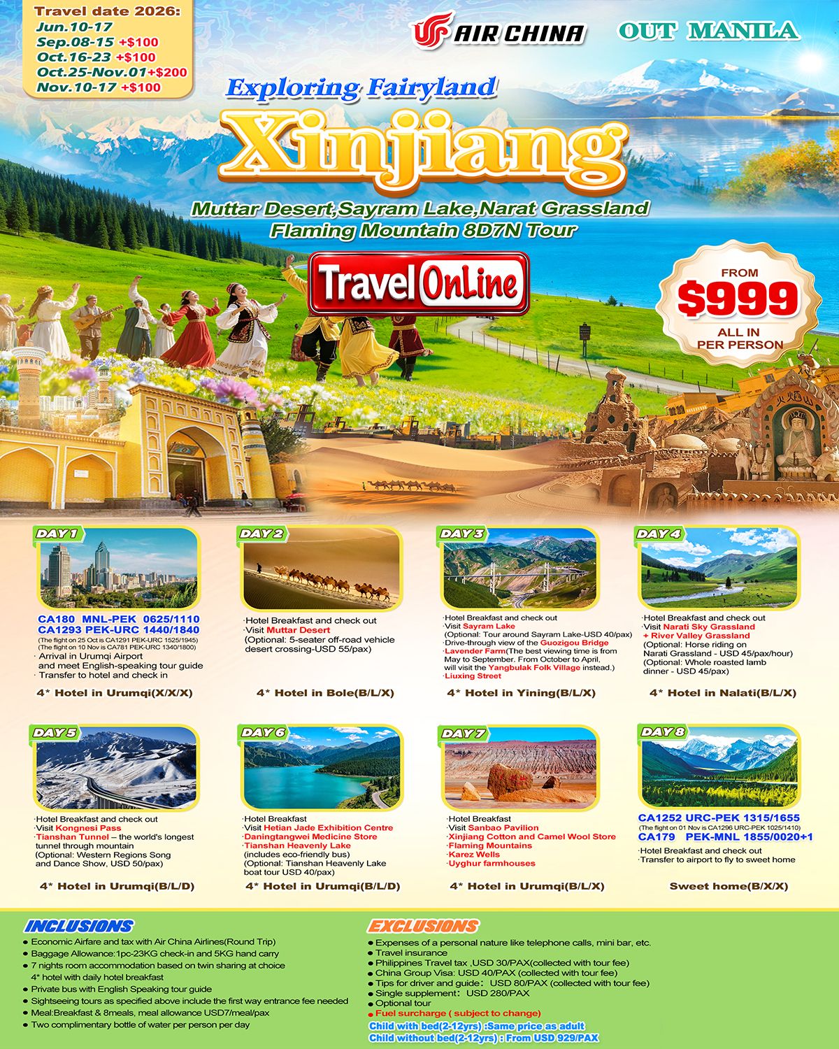 Manila-Xinjiang(via Beijing)8D7N,2026: AS LOW AS $999/PAX promo image