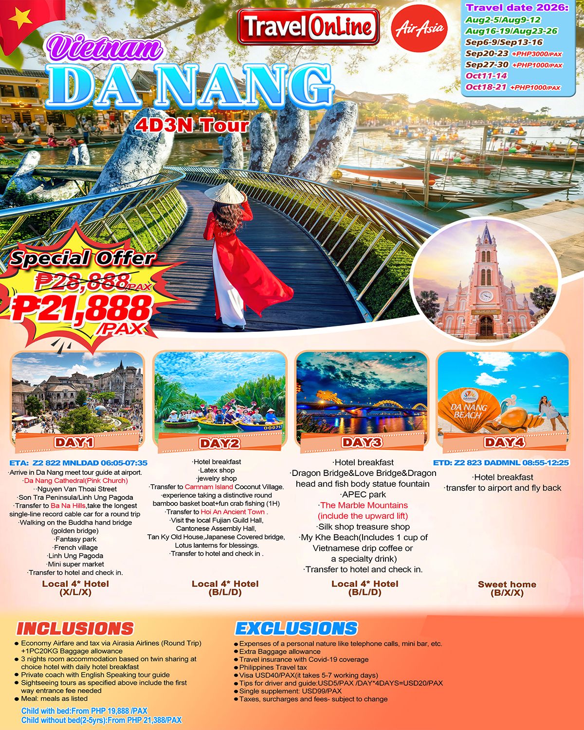 DA NANG 4D3N(Z2),2026: AS LOW AS ₱21888/PAX promo image