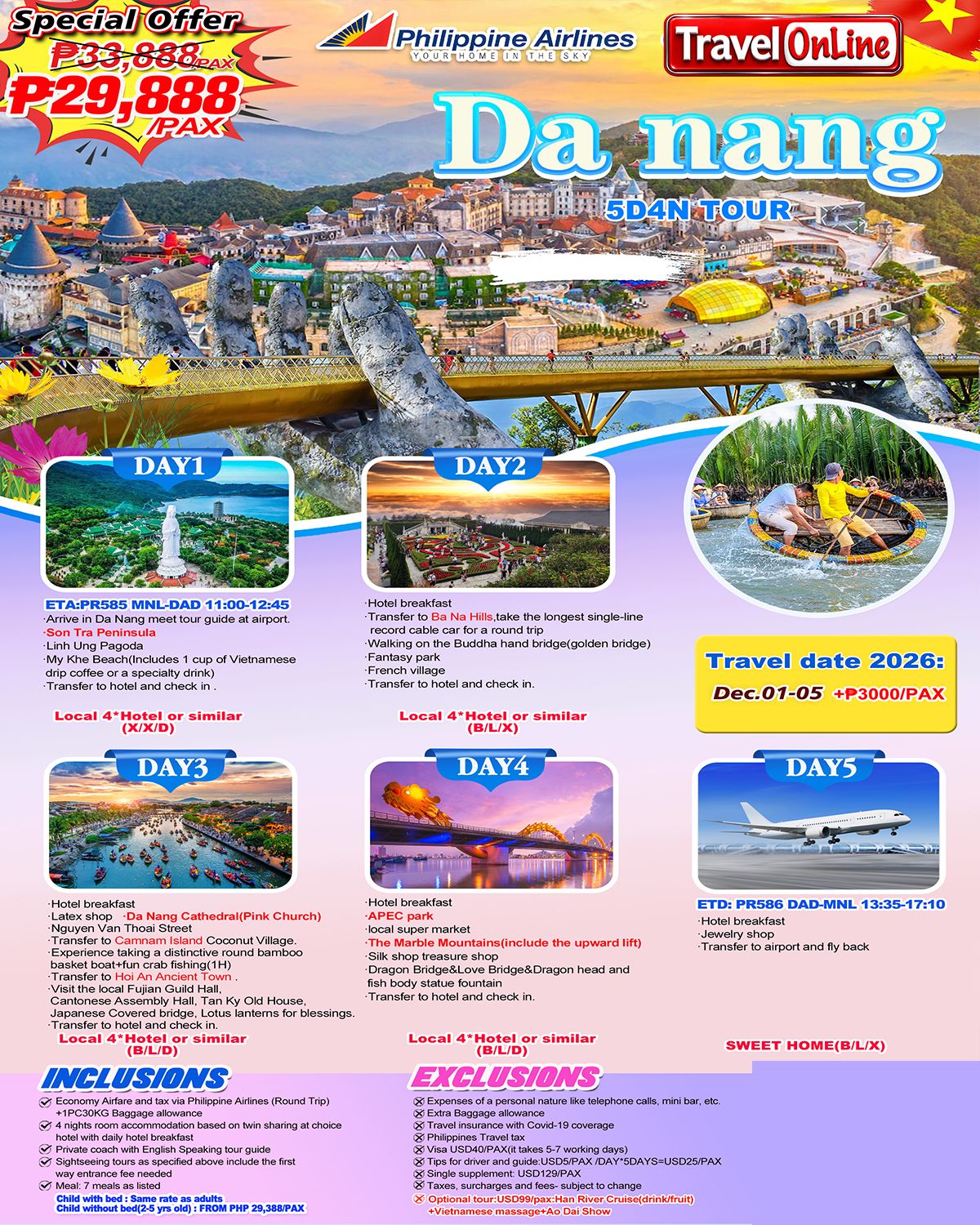 Da Nang 5D4N(PR),2026: AS LOW AS ₱32888/PAX promo image