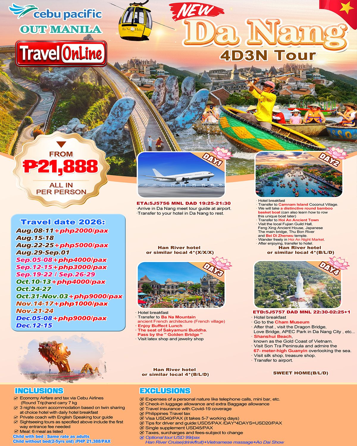 DA NANG 4D3N(5J),2026-2027: AS LOW AS ₱21888/PAX promo image