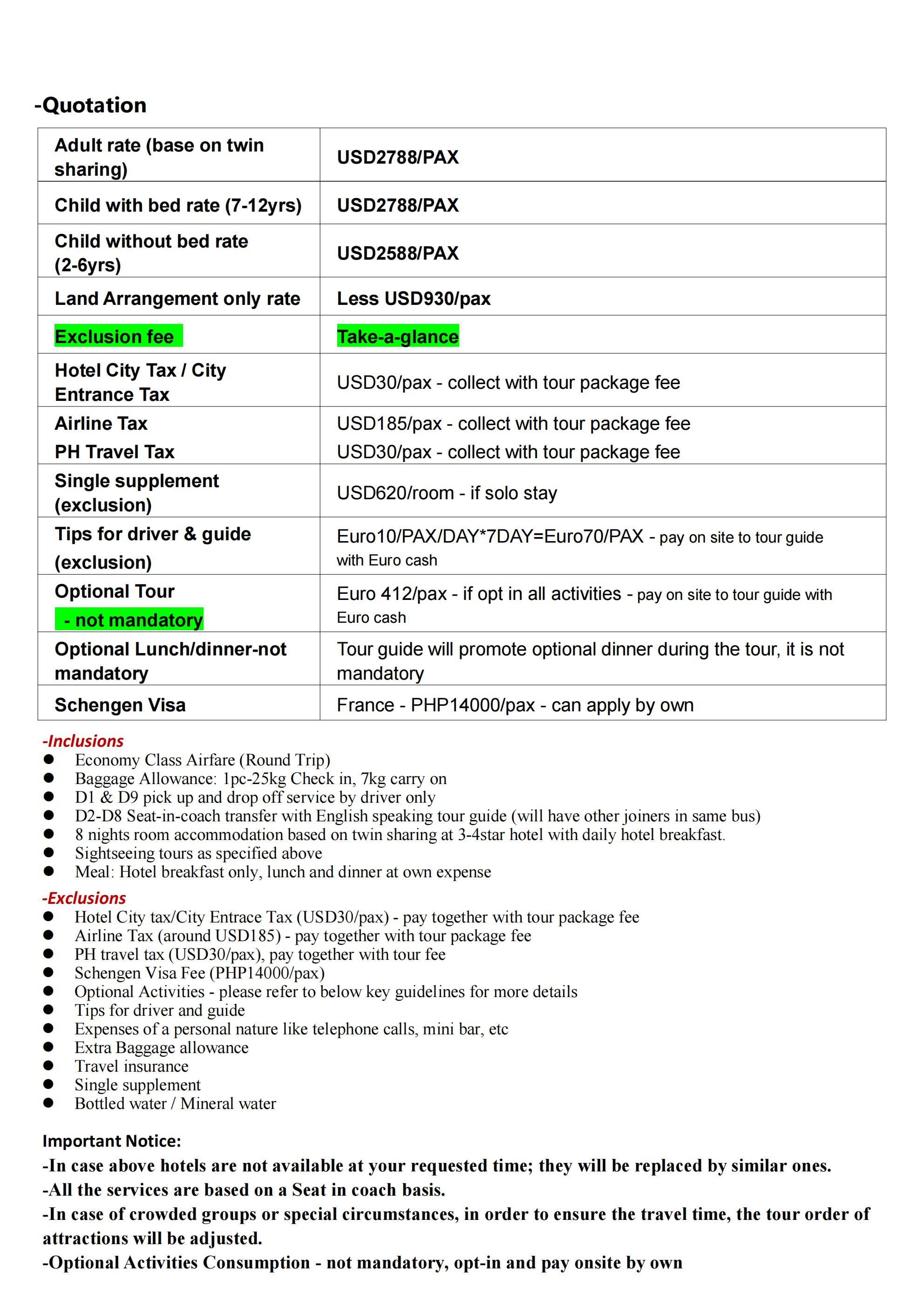 (Easy to Go) West Europe (Via Dubai) 10D8N Tour, 2026: AS LOW AS $2788/PAX itinerary