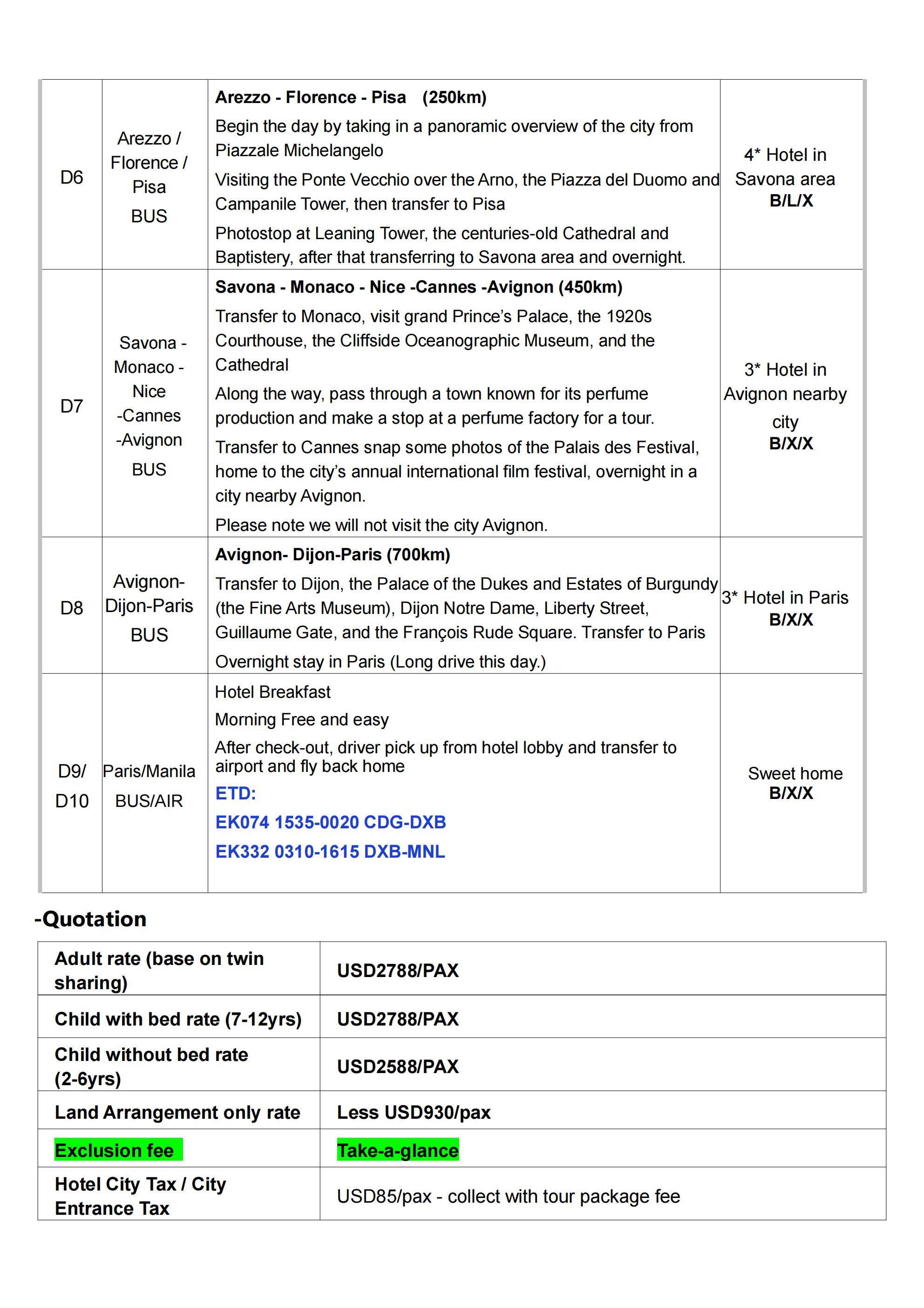 (Easy to Go) South Europe (Via Dubai) 10D8N (5-in-1),2026: AS LOW AS $2788/PAX itinerary