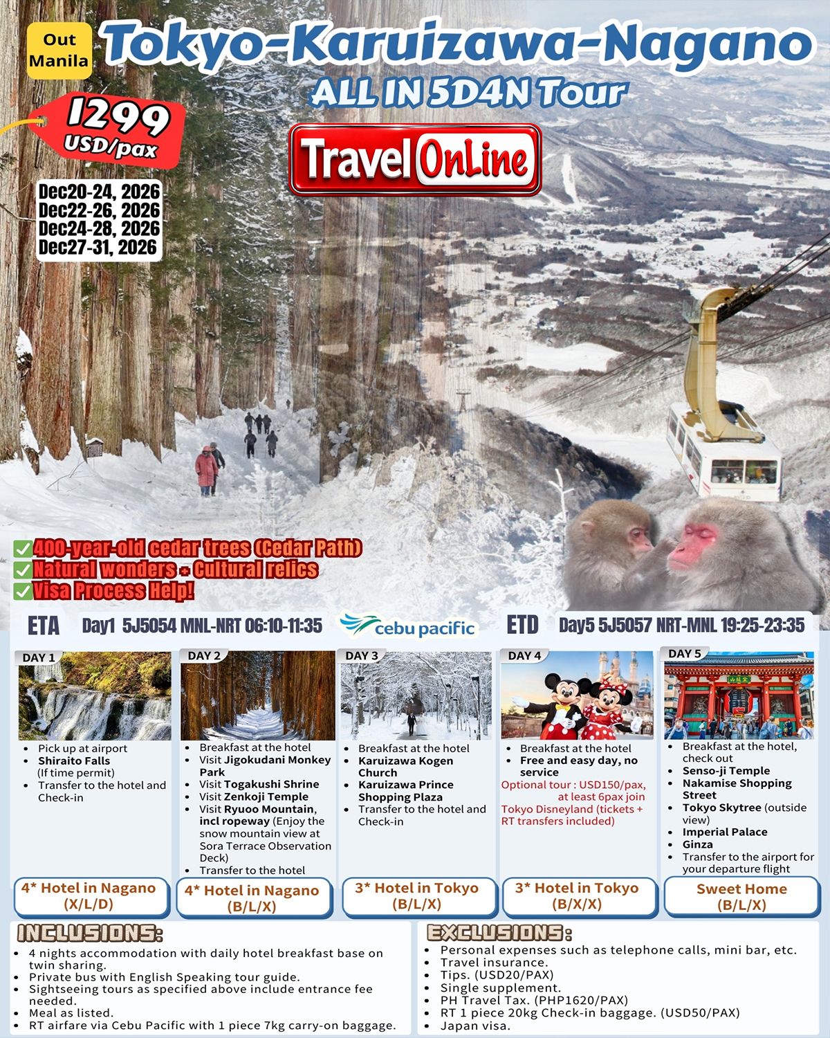 Tokyo-Karuizawa-Nagano 5D4N ALL IN Tour: AS LOW AS $1299/PAX promo image