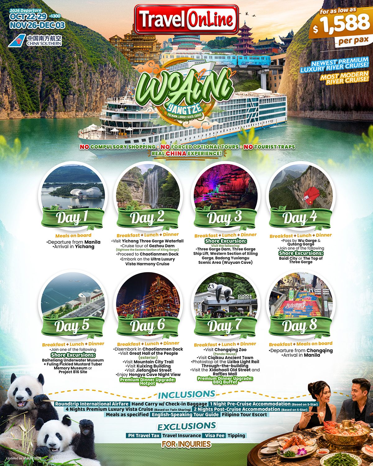 CHINA (Wo Ai Ni-Yangtze) 2026: AS LOW AS $1588/PAX promo image